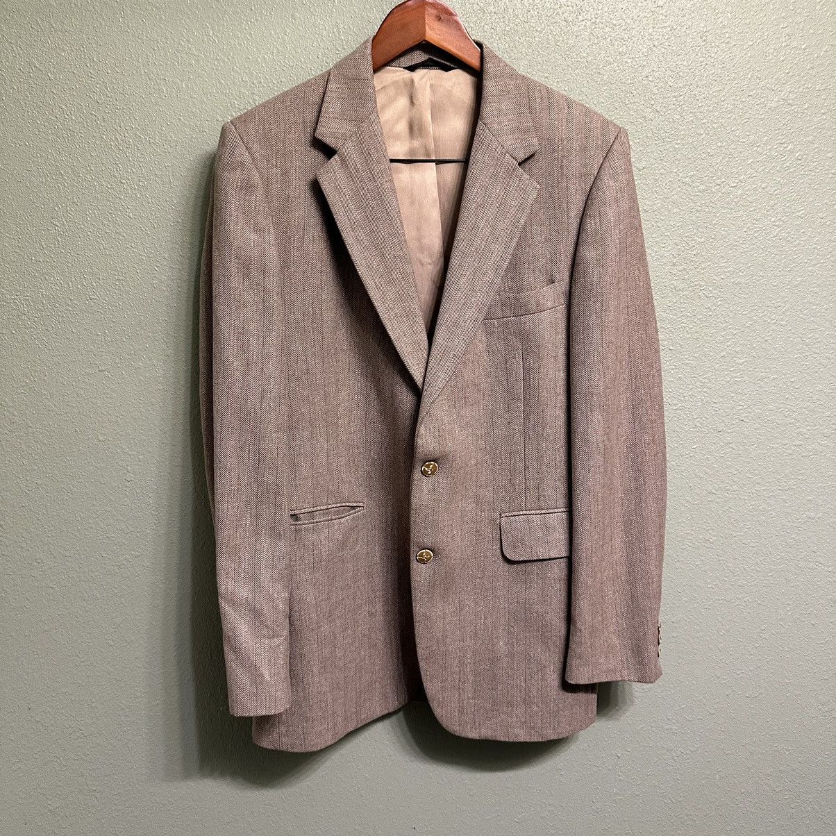 Other Vintage Johnny Carson Tan Herringbone Blazer Size 38R - 1 Thumbnail