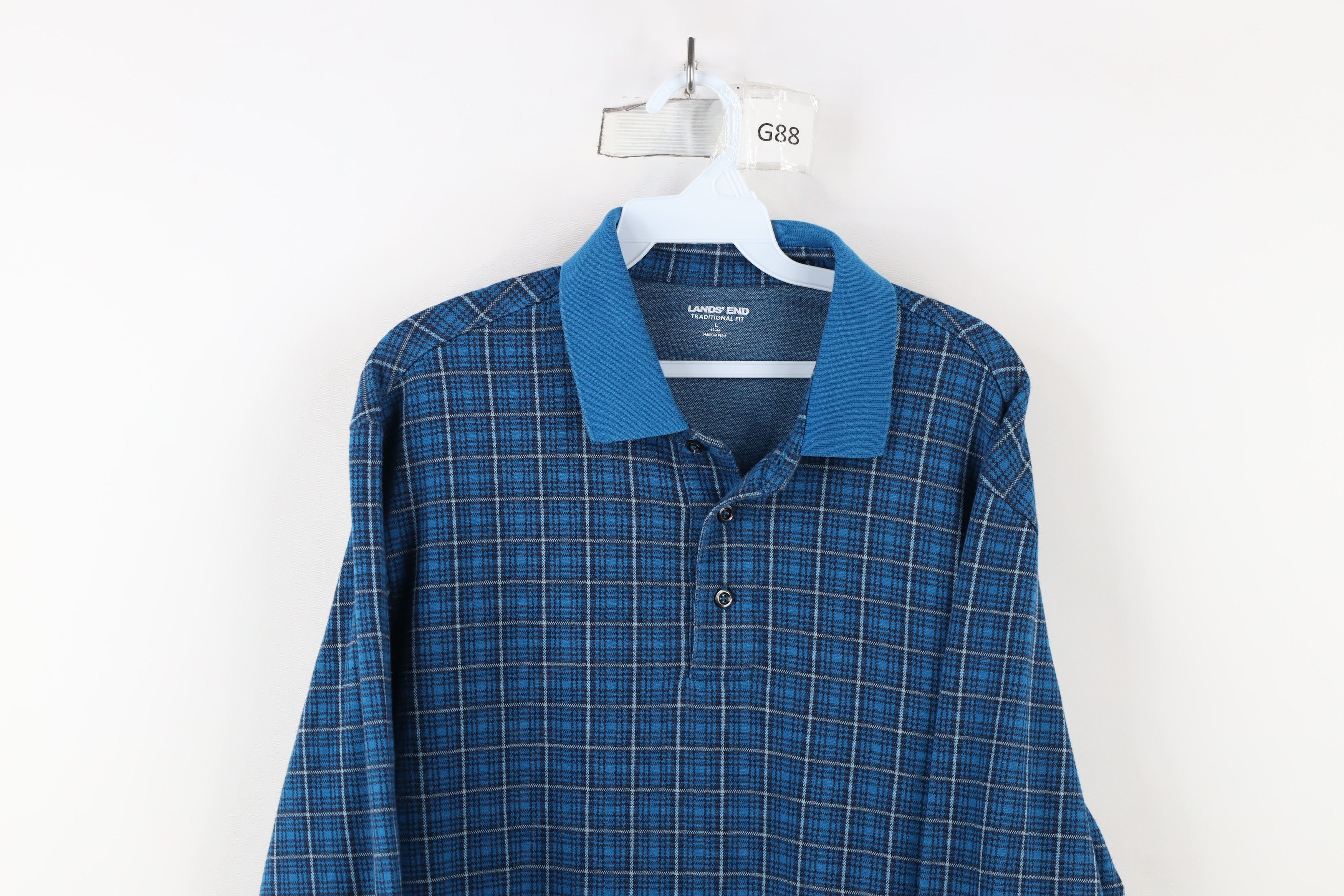 Lands' End × Vintage Vintage Y2K Lands End Long Sleeve Rugby Polo Shirt Plaid Size US L / EU 52-54 / 3 - 2 Thumbnail