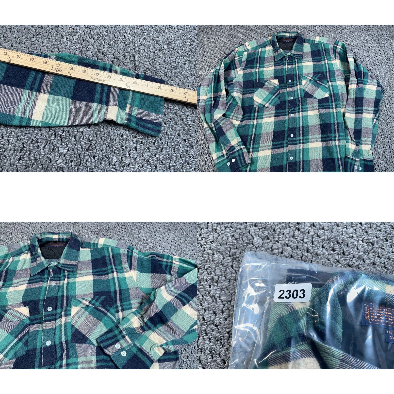 Vintage VTG Woodland Lightweight Flannel Shirt Adult 2XL Tall Green Beige Plaid Workwear Shirt Size US XXL / EU 58 / 5 - 8 Thumbnail