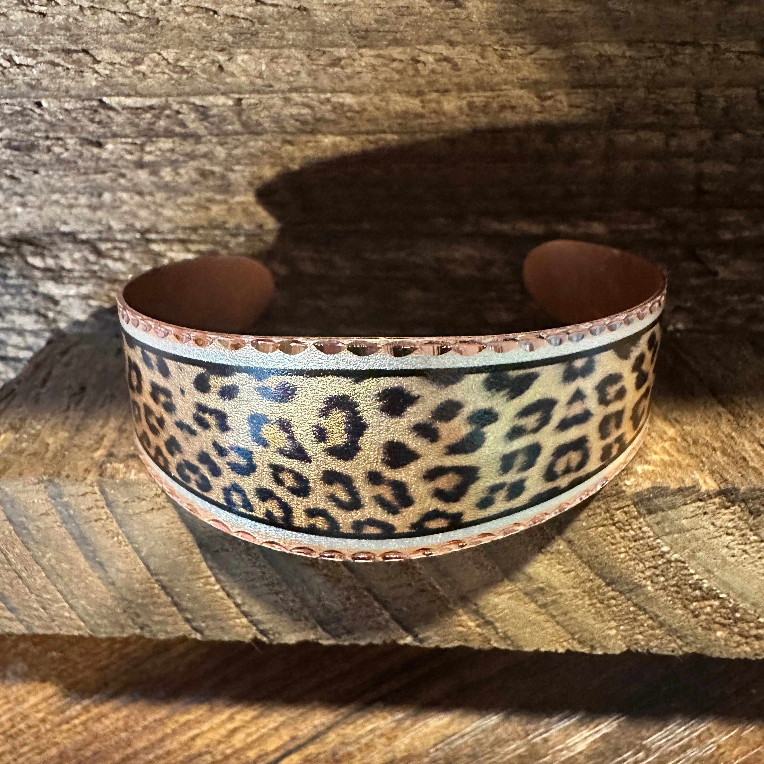Other Handmade Boho Copper Wide Cuff Bracelet, Diamond Cut Leopard Size ONE SIZE - 5 Thumbnail