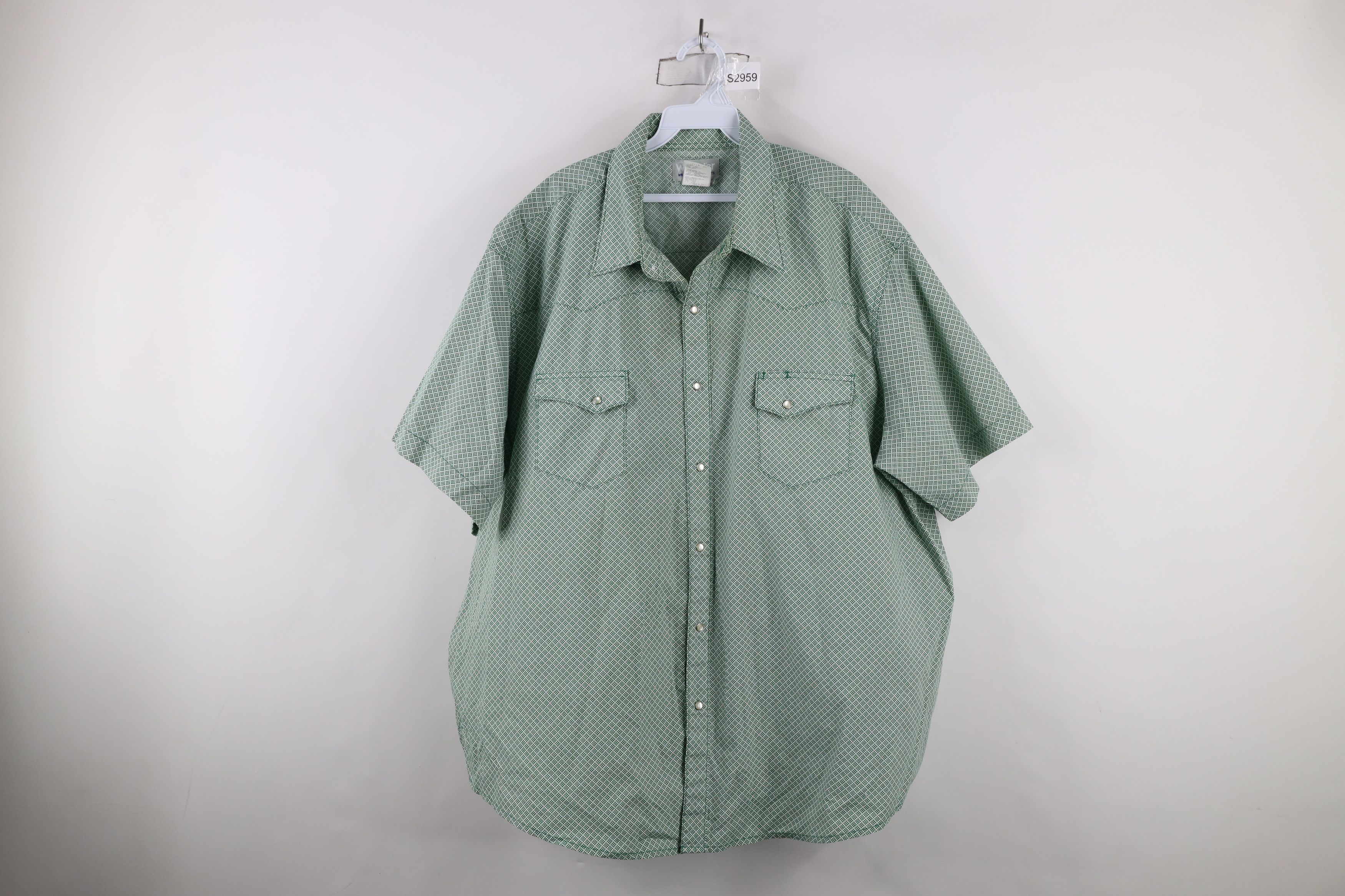 Vintage × Wrangler Vintage Wrangler Geometric Western Snap Button Shirt Green Size US XXL / EU 58 / 5 - 1 Thumbnail