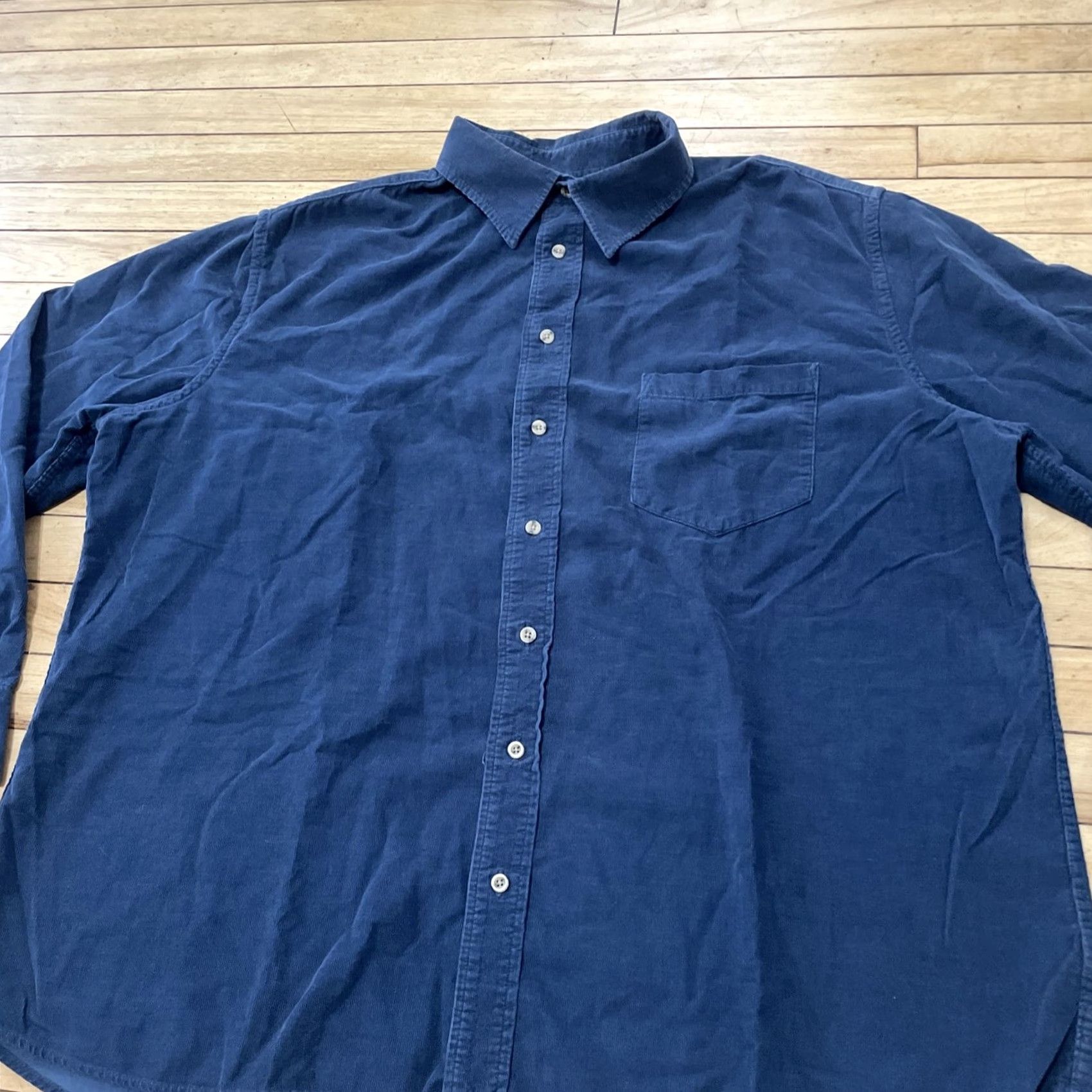 Merona VINTAGE Merona Corduroy Shirt Men 2XL Blue Solid Button-Down Long Sleeve Lightweight Fall Layer Size US XXL / EU 58 / 5 - 3 Thumbnail