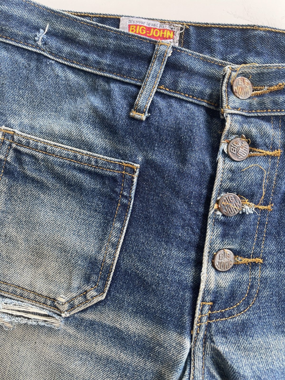 Big John Vintage Distressed Flare Denim Size US 30 / EU 46 - 9 Thumbnail