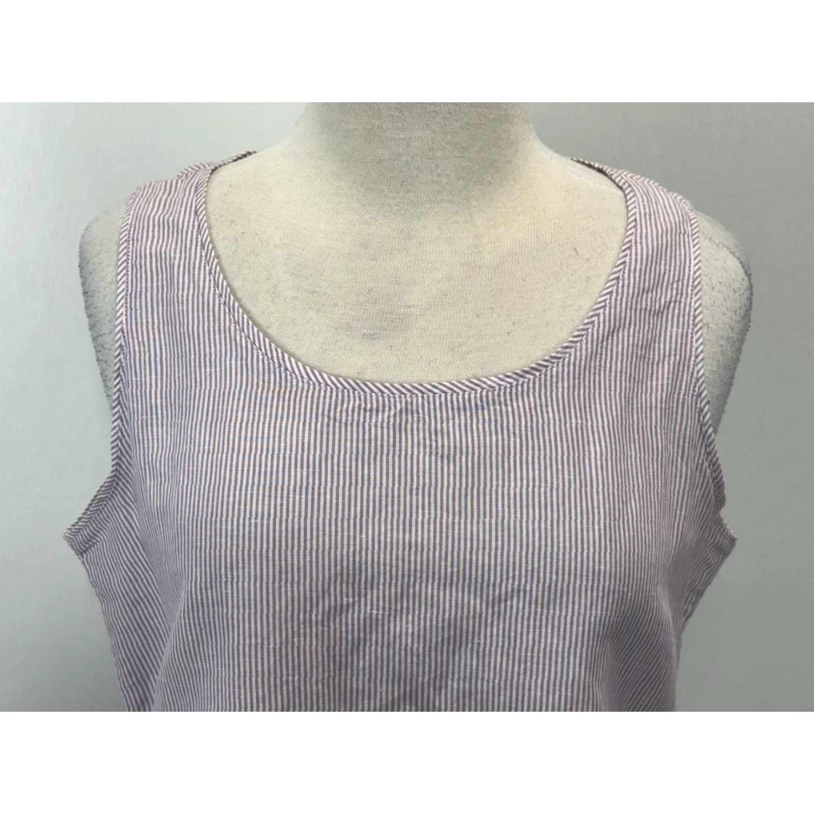 Vintage VINTAGE Chicos Linen Blend Tank Top Women Medium Purple White Sleeveless 90s Casual Shirts Size M / US 6-8 / IT 42-44 - 5 Thumbnail