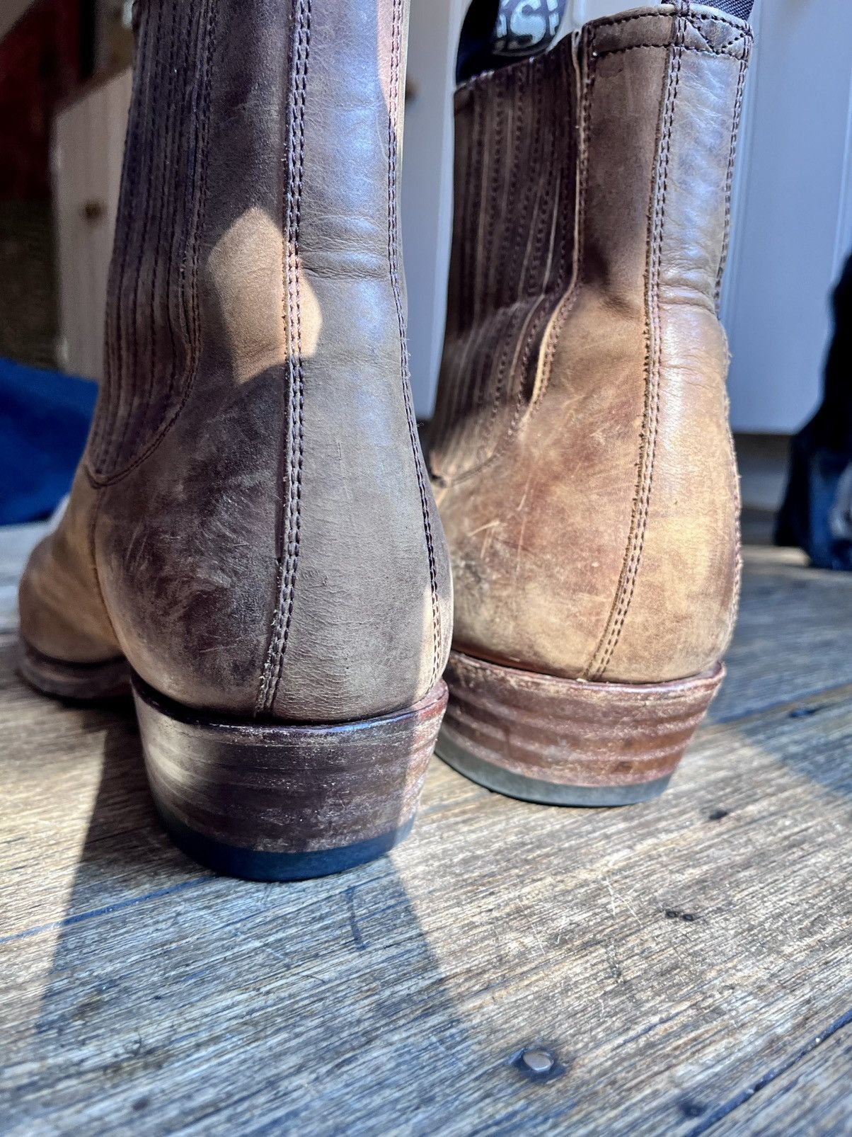 Sendra Sendra Handmade Waxed Leather Western Chelsea Boots Spain Size US 9 / EU 42 - 3 Thumbnail