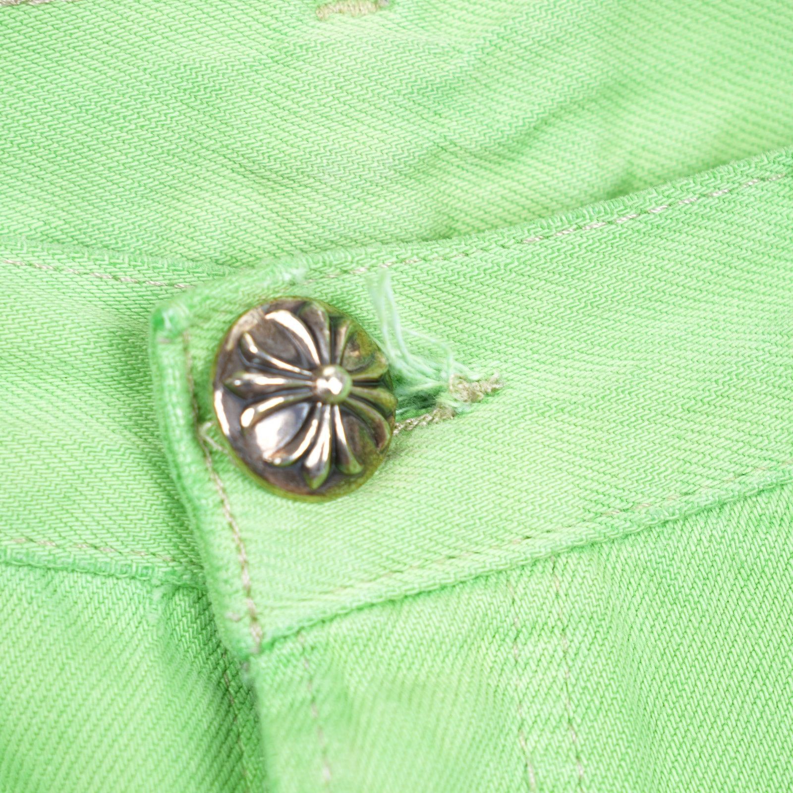 Chrome Hearts CHROME HEARTS SLIME NEON GREEN SEX RECORDS CROSS PATCH JEANS Size US 33 - 6 Thumbnail