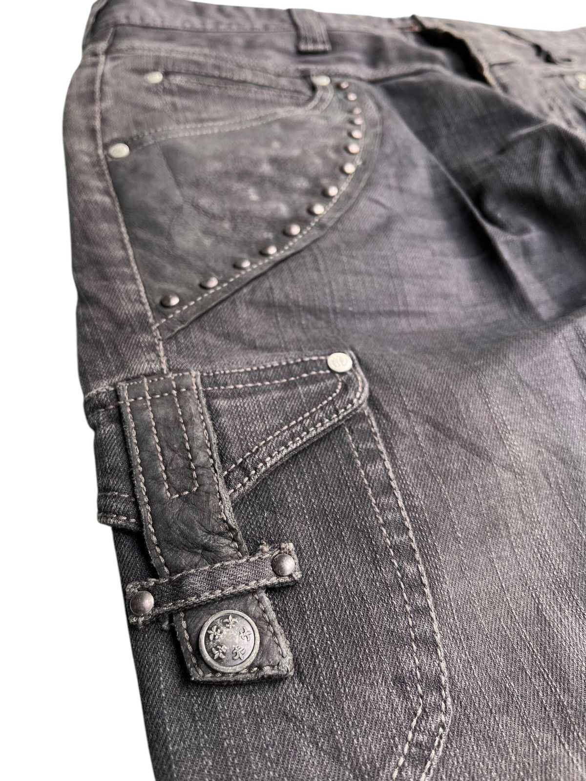 14th Addiction Nicole Club for Men studded leather pocket flare denim pants Size US 32 / EU 48 - 4 Thumbnail