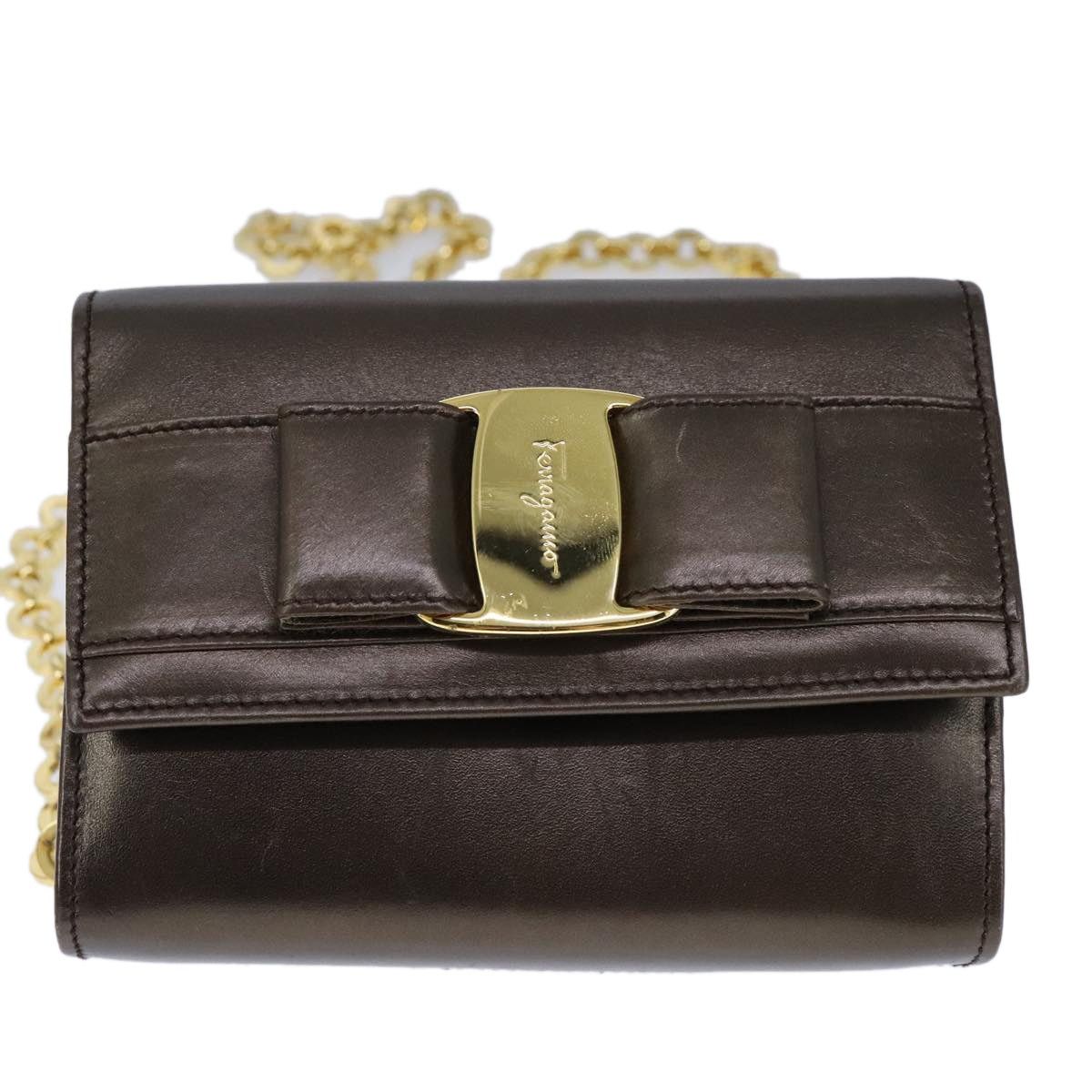 Salvatore Ferragamo Salvatore Ferragamo Vala Chain Shoulder Bag Leather Brown Size ONE SIZE - 13 Thumbnail