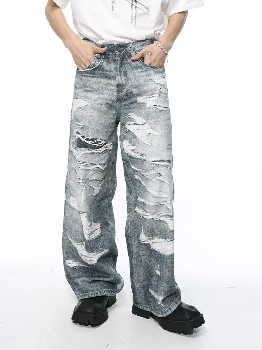 Japanese Brand Retro loose straight leg wide leg jeans Size US 32 / EU 48 - 2 Thumbnail
