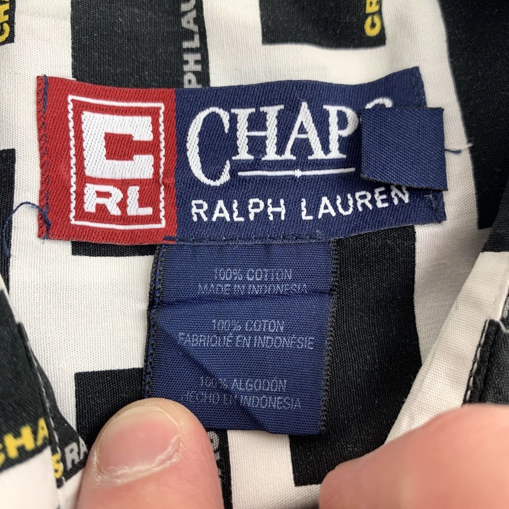 Chaps VINTAGE Chaps Ralph Lauren Button Up Shirt Adult L White All Over Print Y2K 90s Grunge Mens Shirt Size US L / EU 52-54 / 3 - 3 Thumbnail