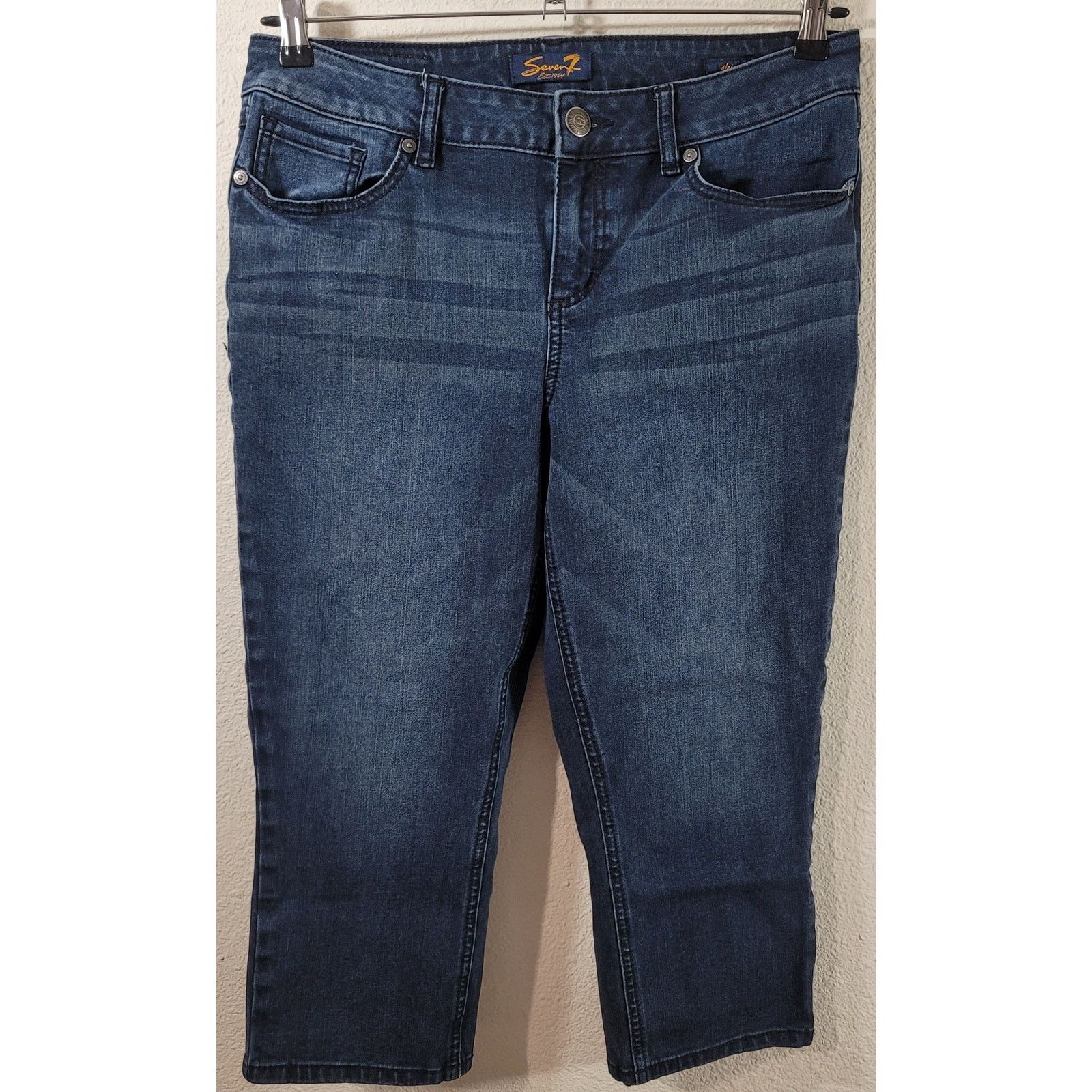 Other Seven Blue Skinny Cropped Jeans 12 Lightweight Embroidered Size 34" / US 12 / IT 48 - 1 Thumbnail