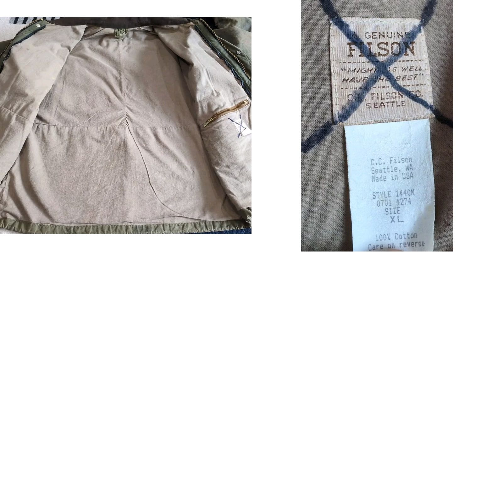 Filson VINTAGE Filson Waxed Tin Cloth Field Jacket Style 1440N Full Zip Made In USA XL Size US XL / EU 56 / 4 - 8 Thumbnail