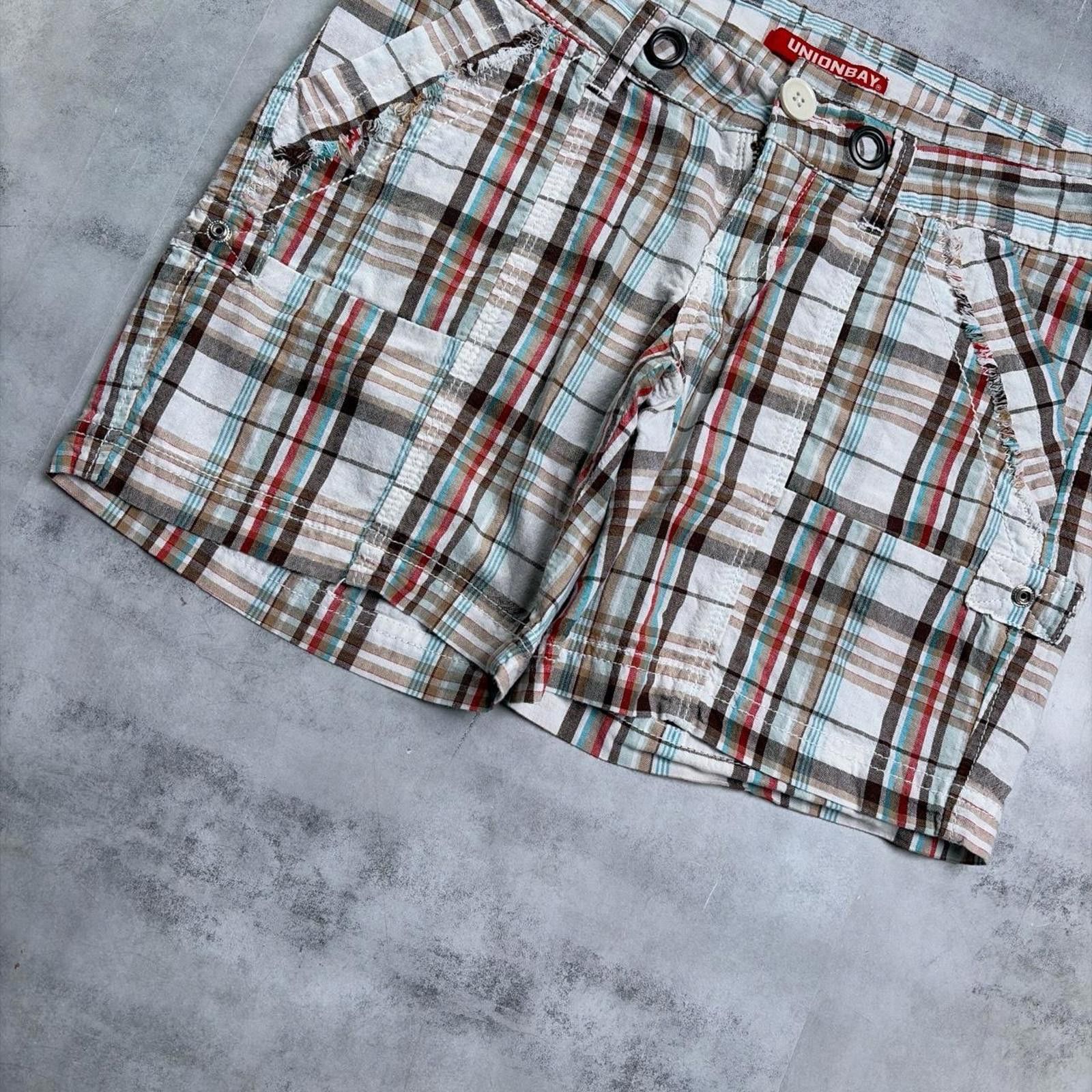 UNIONBAY Y2K Plaid Union Bay Grunge Mini Cargo Skater Shorts Size 31" - 3 Thumbnail