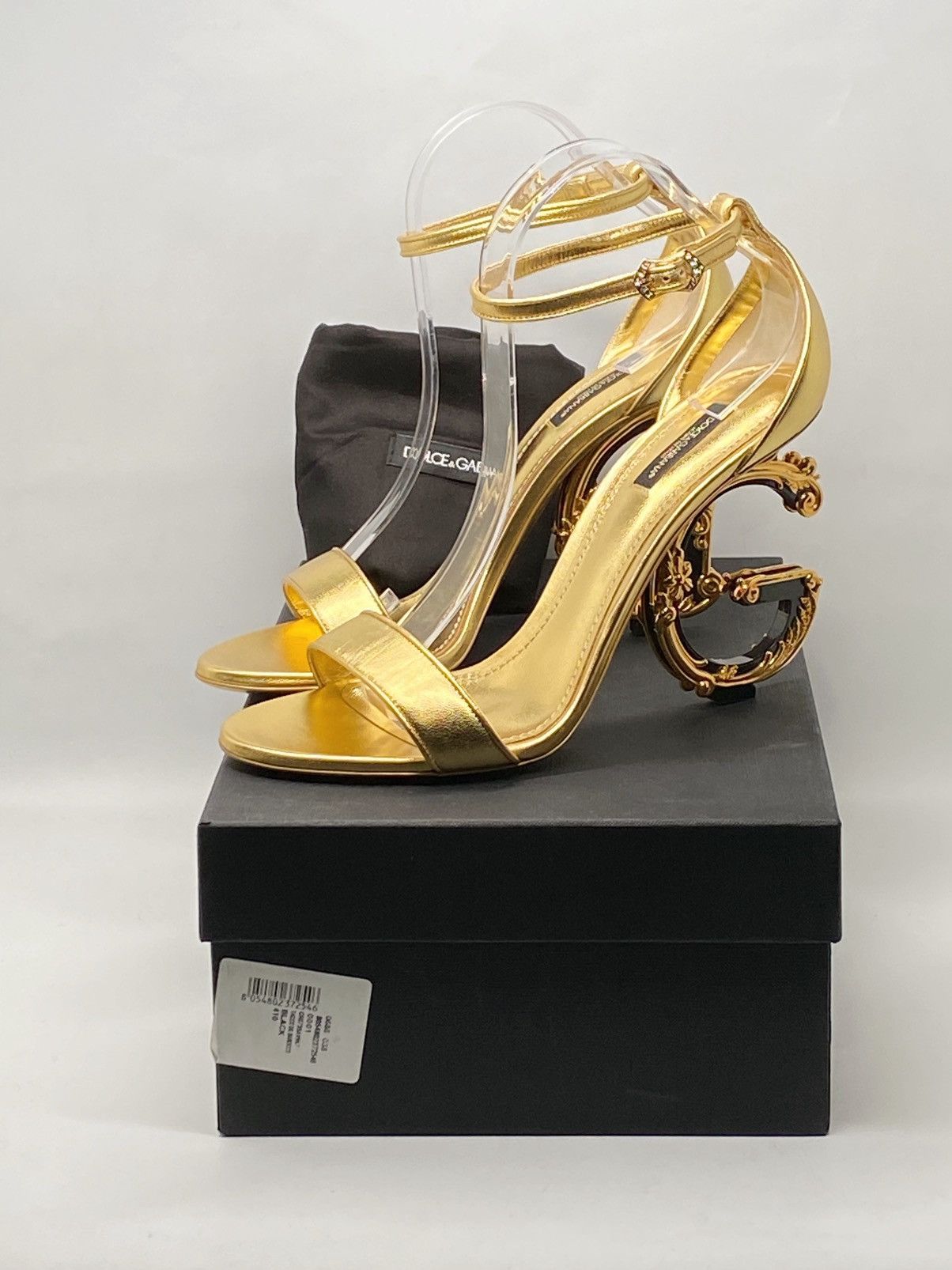 Dolce & Gabbana DOLCE&GABBANA Sculpted-Heel Metallic Leather Sandals size 41 Size US 11 / IT 41 - 12 Thumbnail