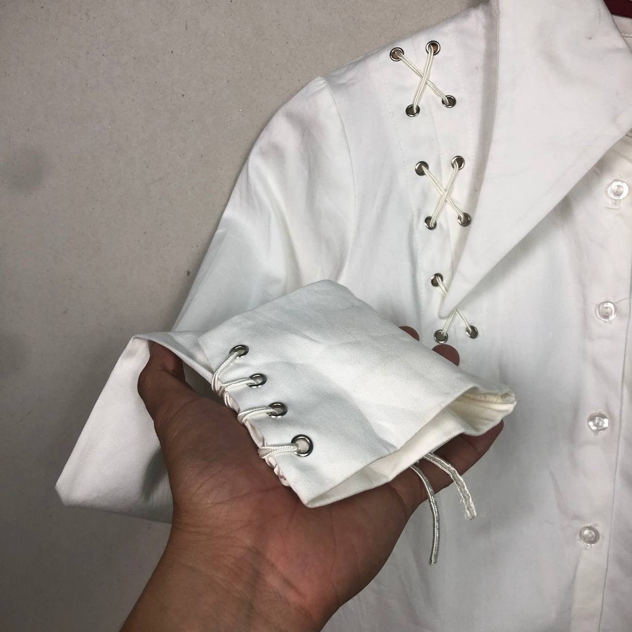 Expert Horror Vintage White Asymmetry Punk Goth Shirt Size US M / EU 48-50 / 2 - 4 Thumbnail