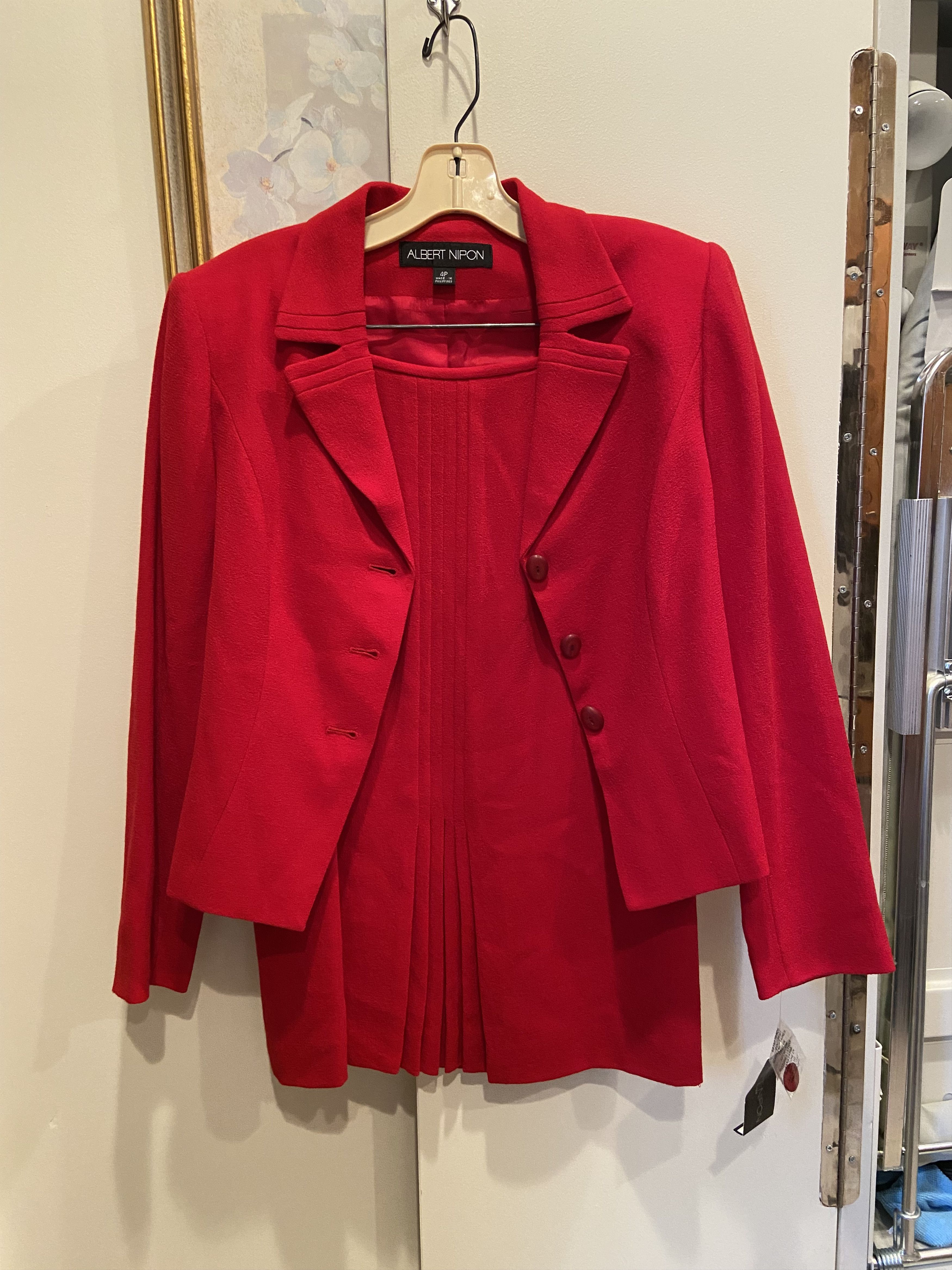 image of Vintage NWT Albert Nipon Suit Set Womens Petites Red Size - 4