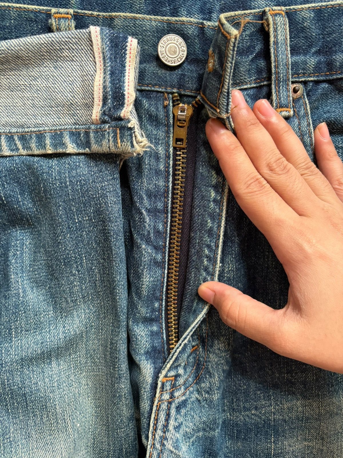 Levi's Vintage 80s Levis 502xx Big E Selvedge Talon Mud Wash Jeans Size US 32 / EU 48 - 4 Thumbnail