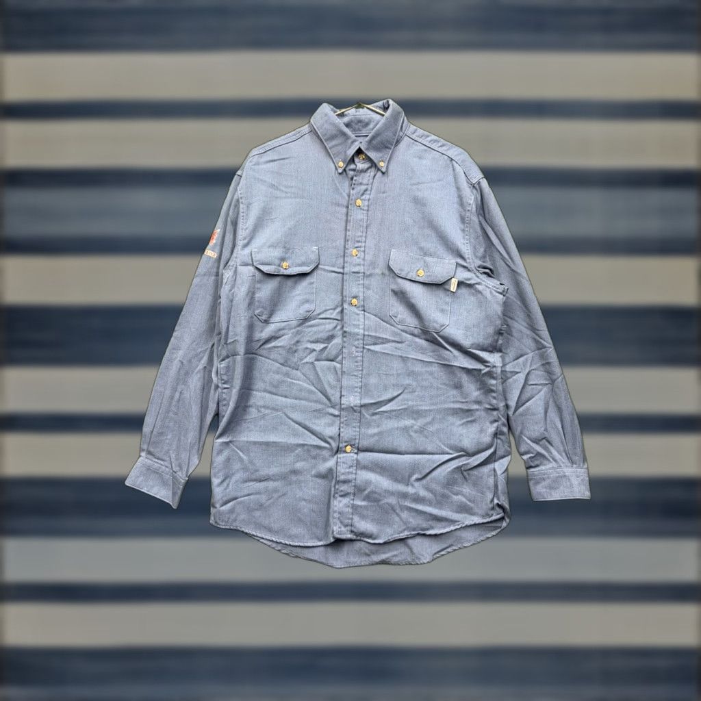 Denime Drifire Long Sleeve Button-Up Shirt Mens Large Blue Denim Workwear Casual 90s Size US L / EU 52-54 / 3 - 1 Thumbnail