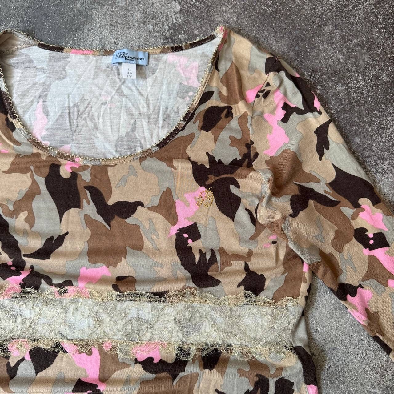 Blumarine × Vintage Blumarine Vintage 3/4 Sleeve Camo Blouse Size L / US 10 / IT 46 - 4 Thumbnail