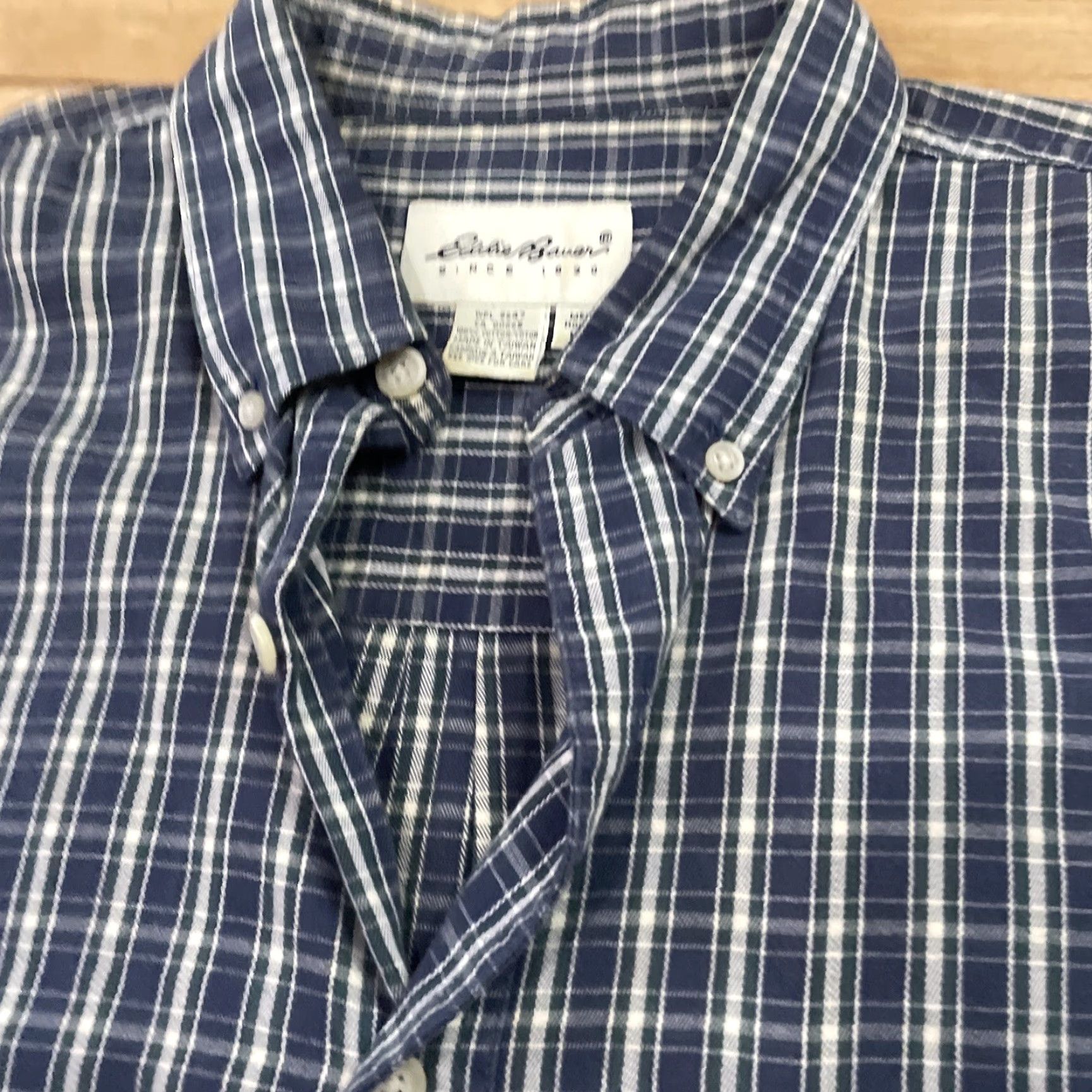 Eddie Bauer VINTAGE Eddie Bauer Button-Up Shirt Men L Blue Green Plaid Outdoors Camp Oxford Casual Workwear 90s Y2K Mens Size US L / EU 52-54 / 3 - 4 Thumbnail