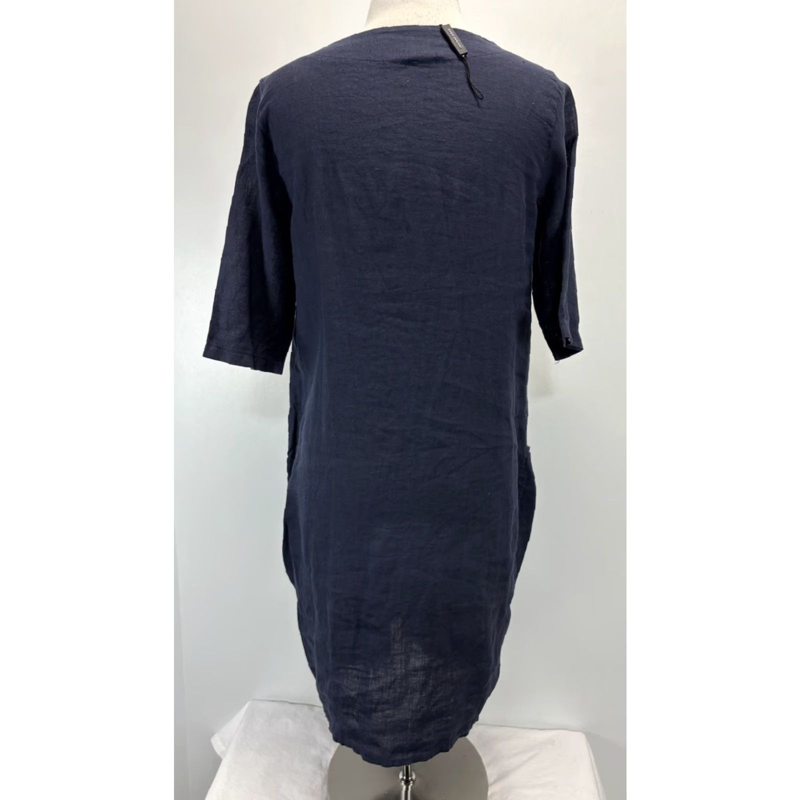 Vintage Luca Vanucci Dress Womens S Blue 100% Linen Lagenlook Pockets Oversized Italy Size S / US 4 / IT 40 - 3 Thumbnail
