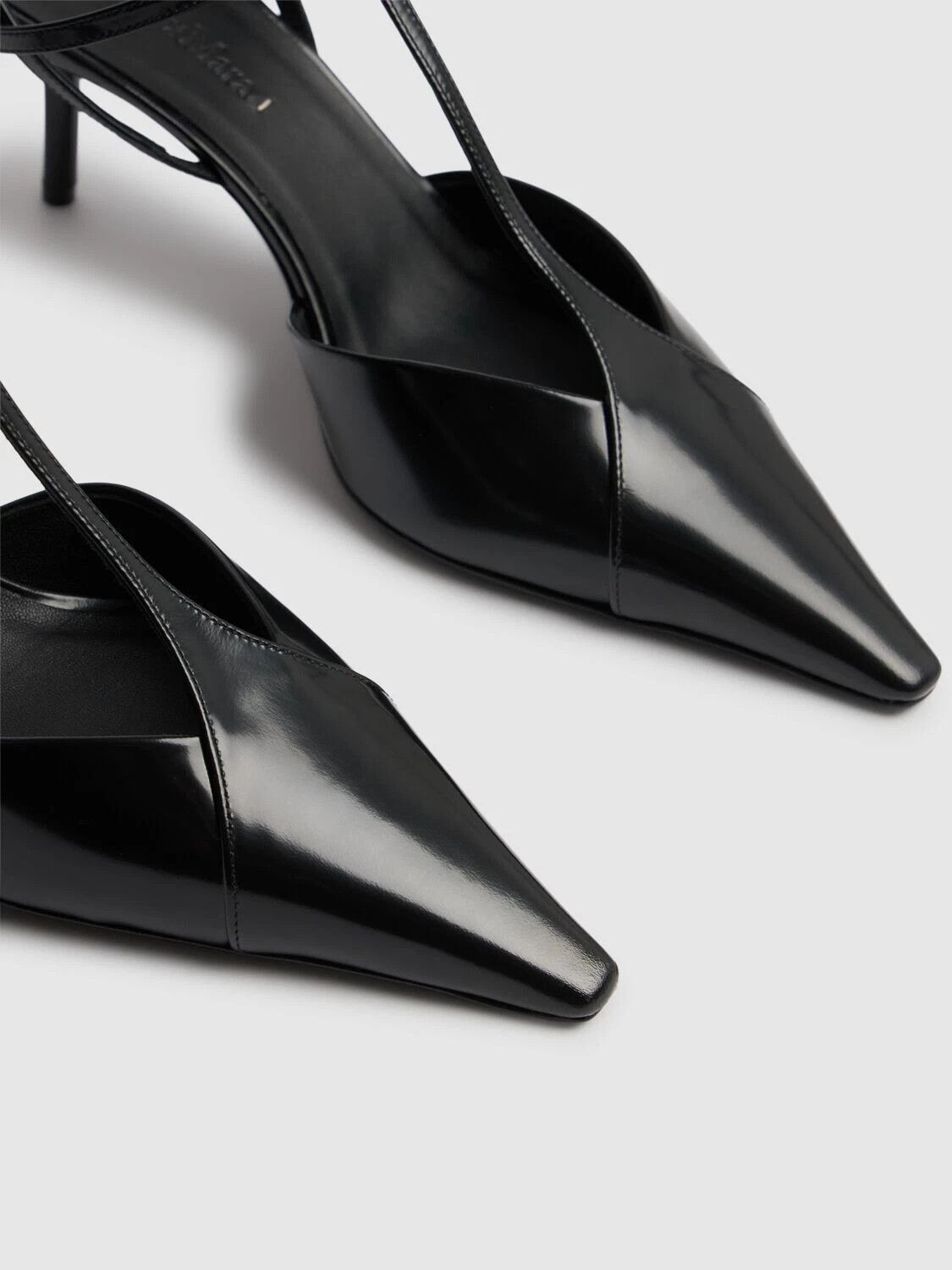 Max Mara MAX MARA SSilkway Black Buffled Lthr 60mm Slingbacks Size US 6.5 / IT 36.5 - 3 Thumbnail