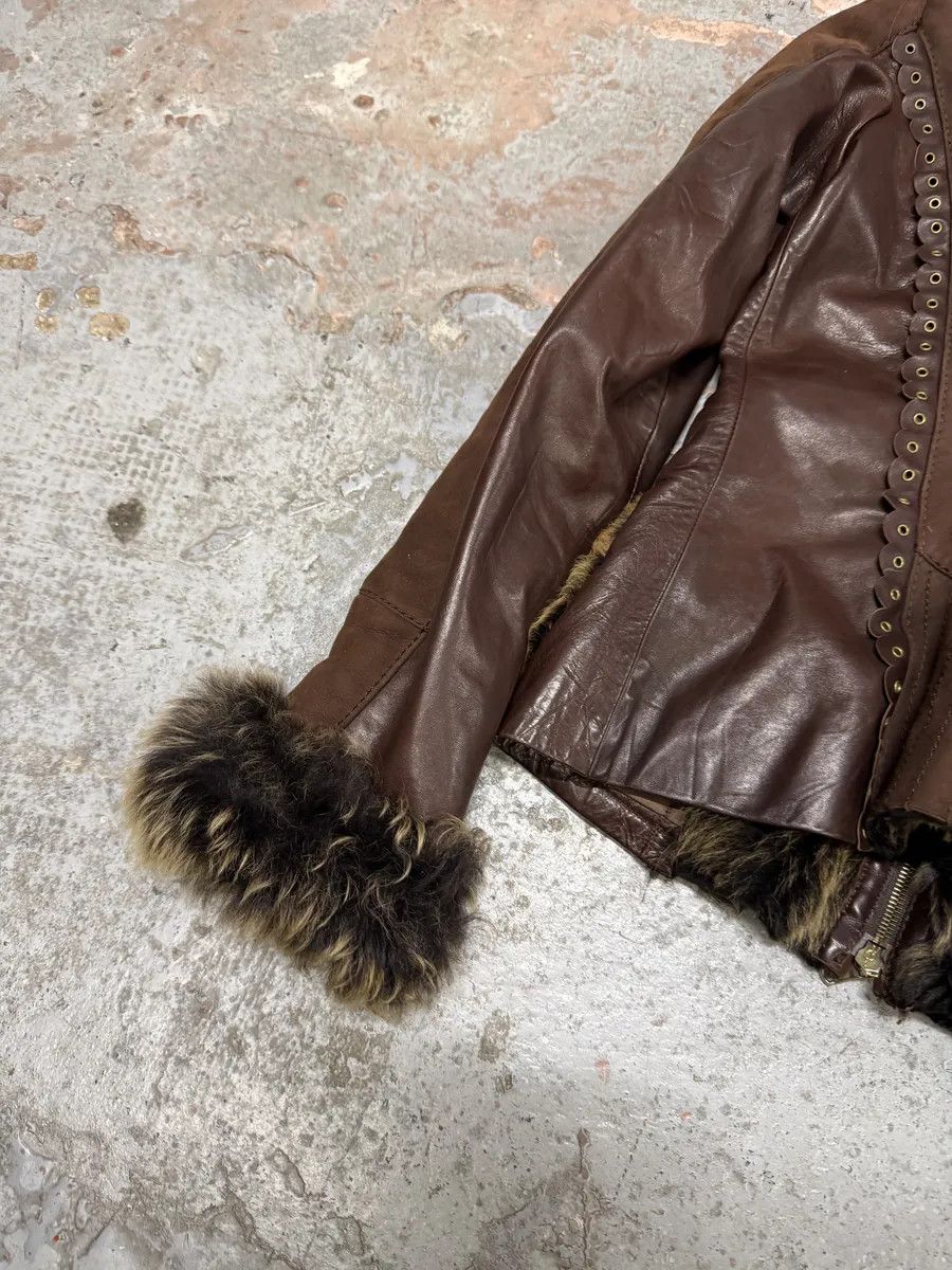 Roberto Cavalli 2000s Roberto Cavalli Brown Fur Leather Premium Jacket Size S / US 4 / IT 40 - 7 Thumbnail