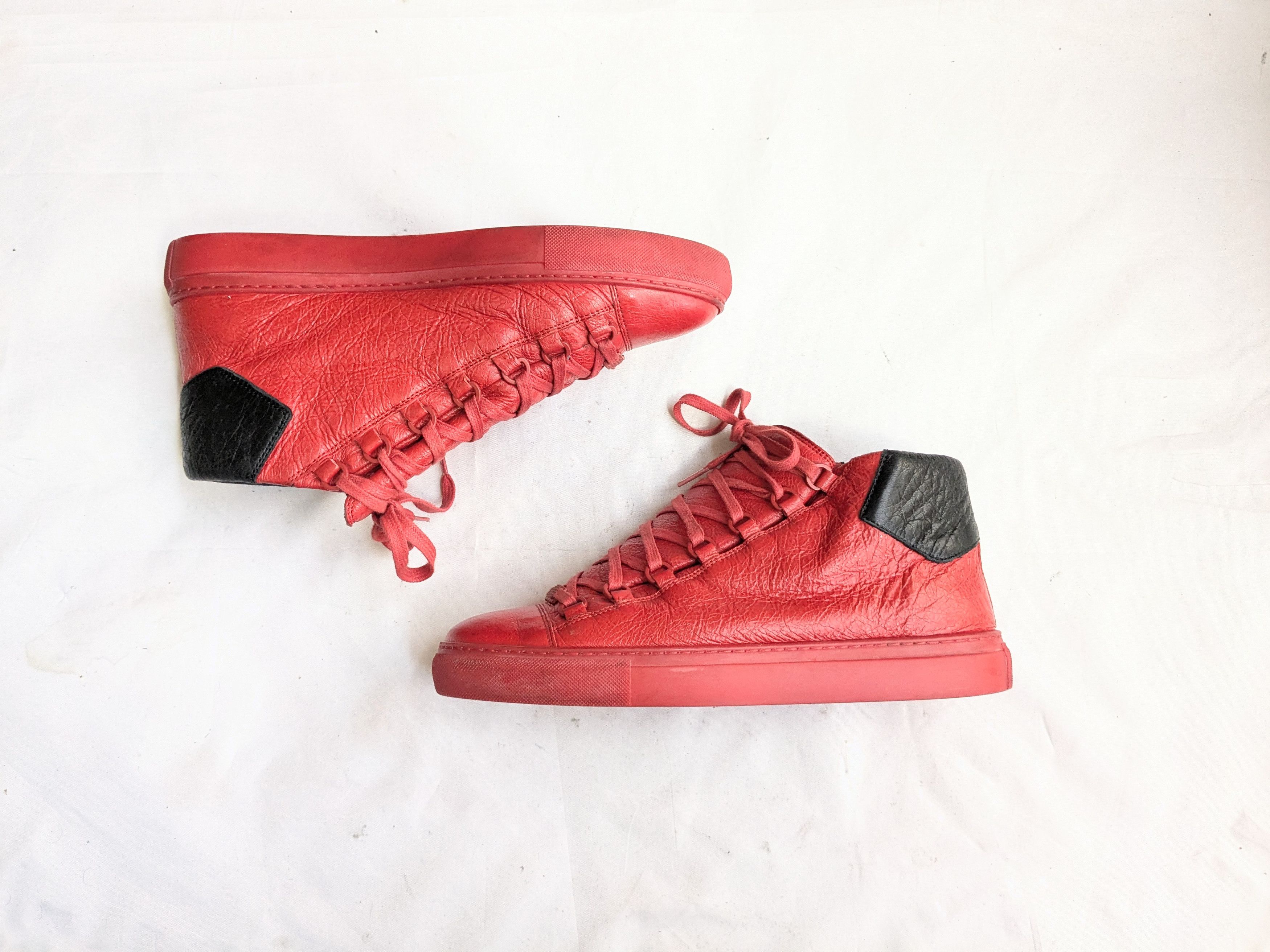Balenciaga Balenciaga Arena Red Black 10 Leather High Tops Size US 10 / EU 43 - 1 Thumbnail