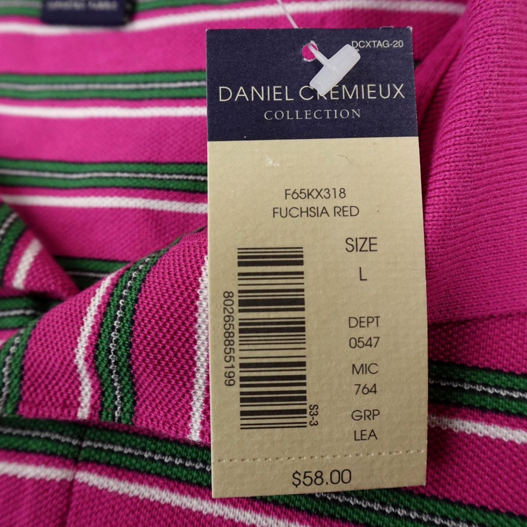 Cremieux Daniel Cremieux Polo Shirt Mens L Pink Stripe Long Sleeve Slim Fit 100% Cotton Size US L / EU 52-54 / 3 - 4 Thumbnail