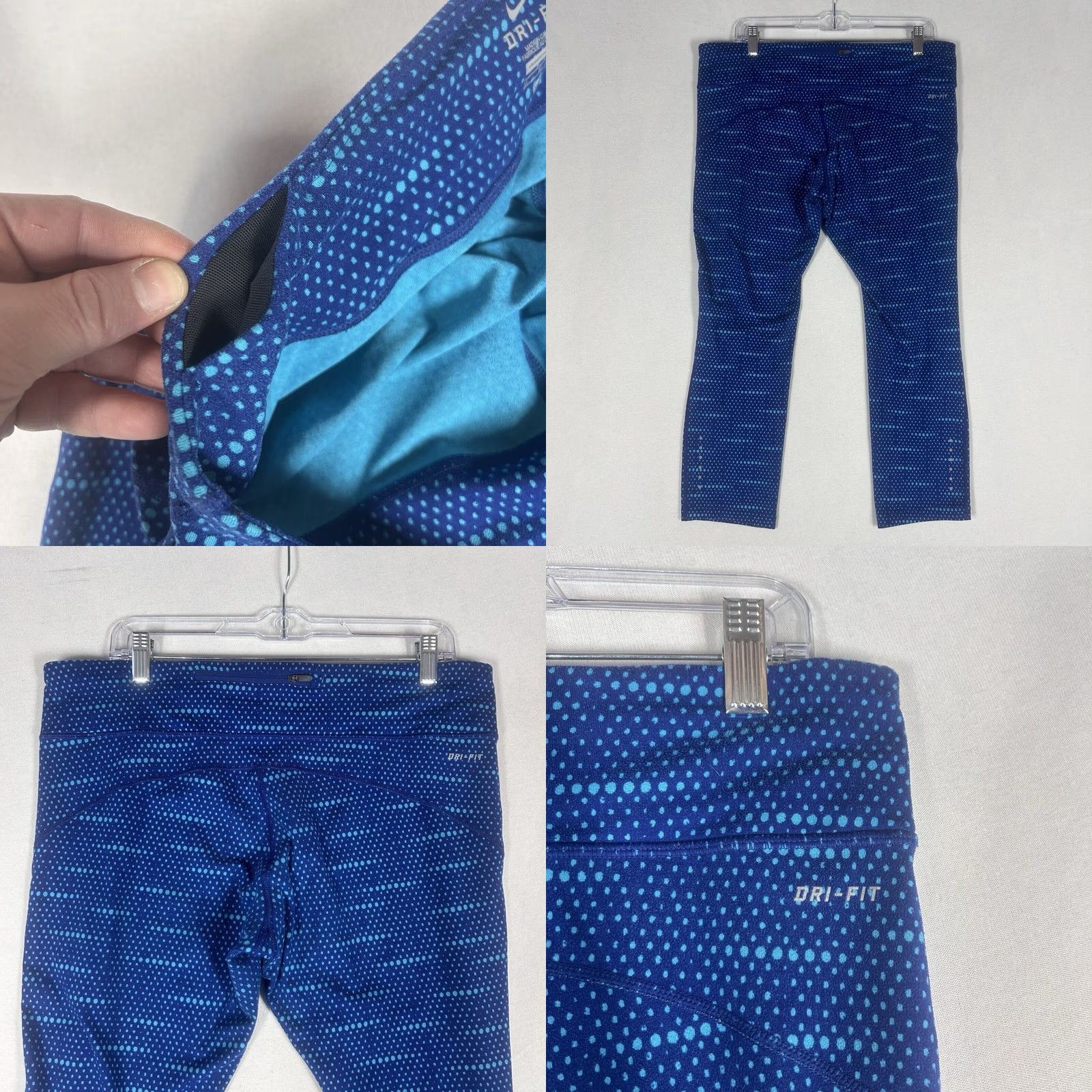 Nike Nike Dri-Fit Running Ankle Leggings Womens XL Blue Abstract Drawstring Gym Yoga Size 40" / US 18 - 8 Thumbnail