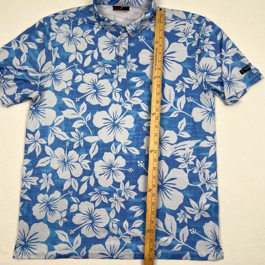Vintage Yatta Polo Shirt Mens XL Blue Floral Hawaiian Golf Performance Stretch Polo Shirt XL Men Blue Floral Hawaiian Golf Performance Stretch Size US XL / EU 56 / 4 - 5 Thumbnail