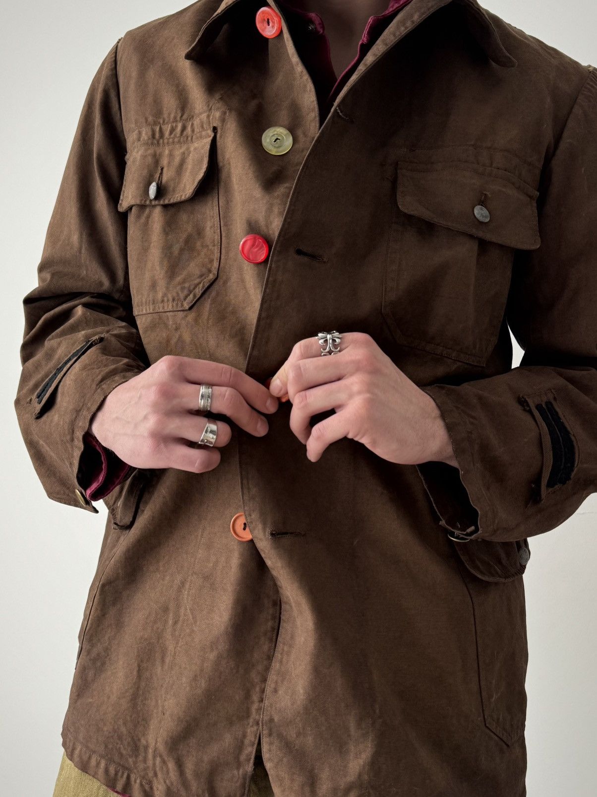Vintage Vintage 1960s Swedish Army Work Brown Jacket Size US M / EU 48-50 / 2 - 3 Thumbnail