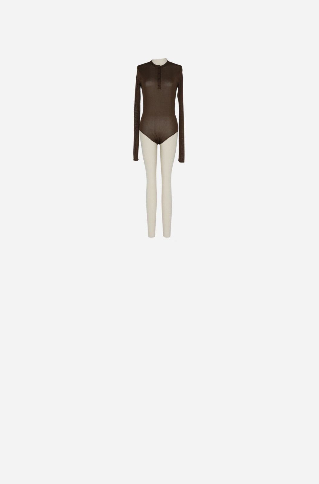 Saint Laurent Paris o1b1hav110525 789915 Body Manches Longues Col Tunis Marron Size XS / US 0-2 / IT 36-38 - 1 Preview