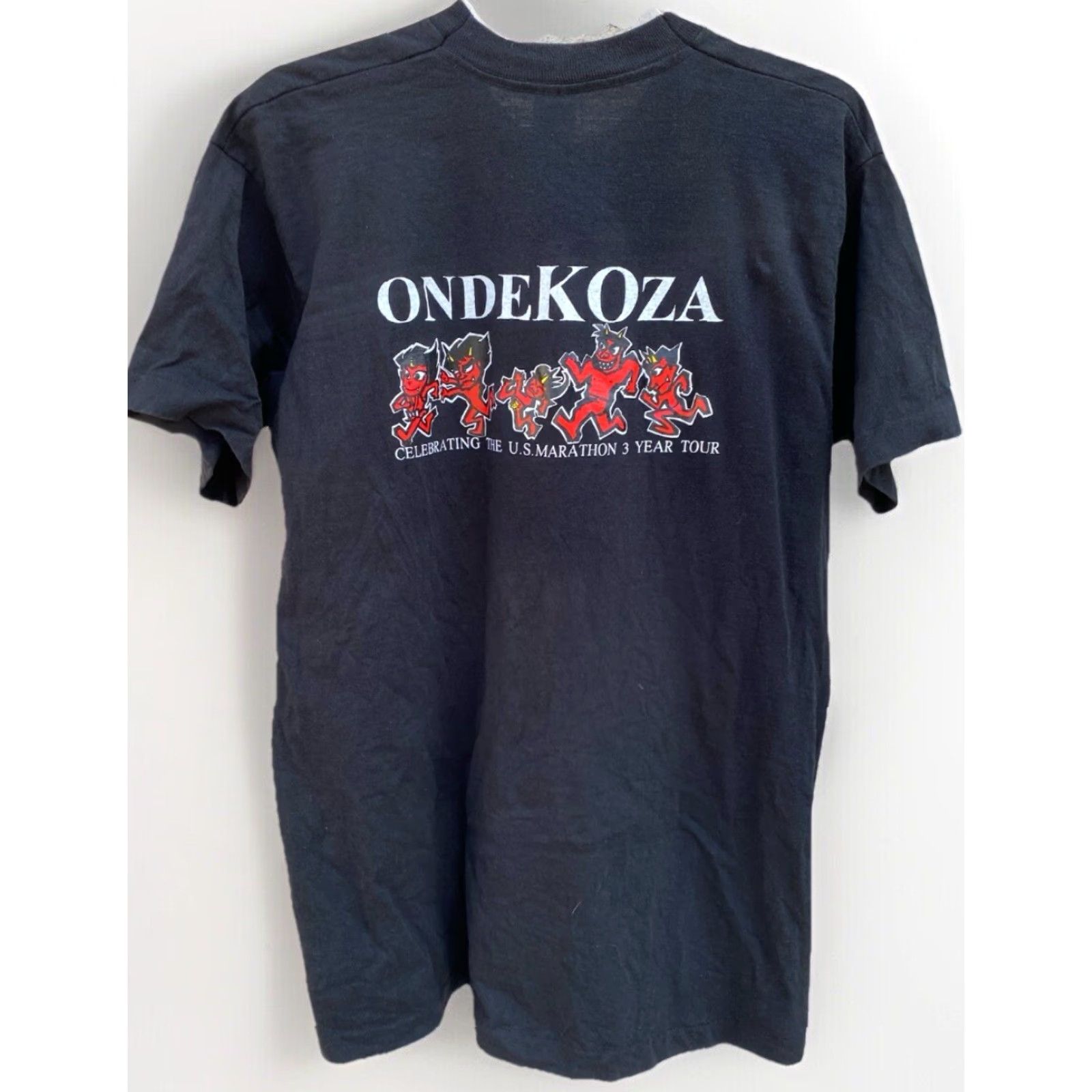 Fruit Of The Loom VINTAGE Fruit Of The Loom T-Shirt Mens L Black Ondekoza Celebrating The US Marathon 3 Year Tour Graphic Print Short Sleeve Size US L / EU 52-54 / 3 - 7 Thumbnail