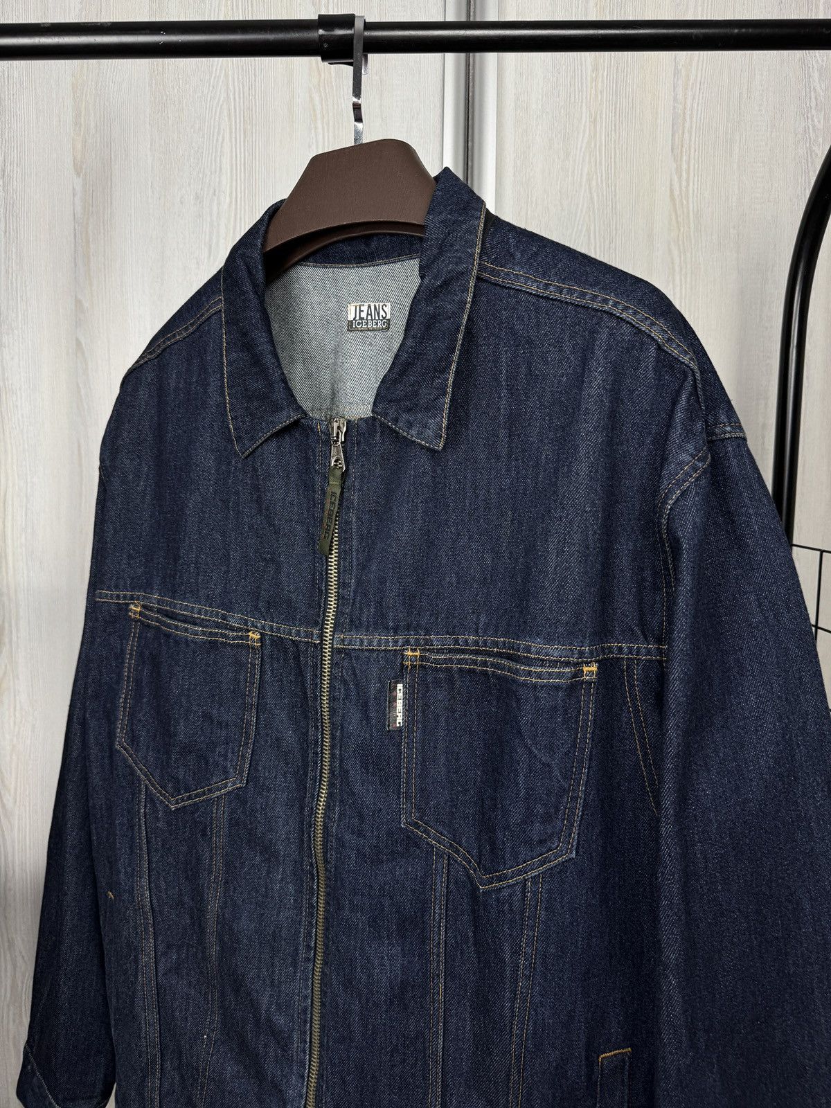 Iceberg Iceberg Jeans zip indigo blue big logo denim trucker jacket Size US XXL / EU 58 / 5 - 7 Thumbnail