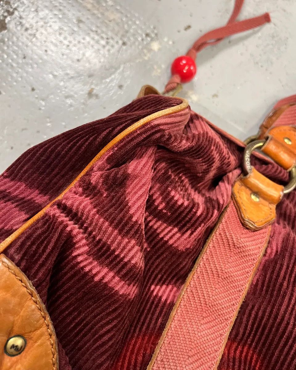 Marc Jacobs Marc Jacobs Burgundy Corduroy Leather Trim Red Handle Bag Size ONE SIZE - 7 Thumbnail