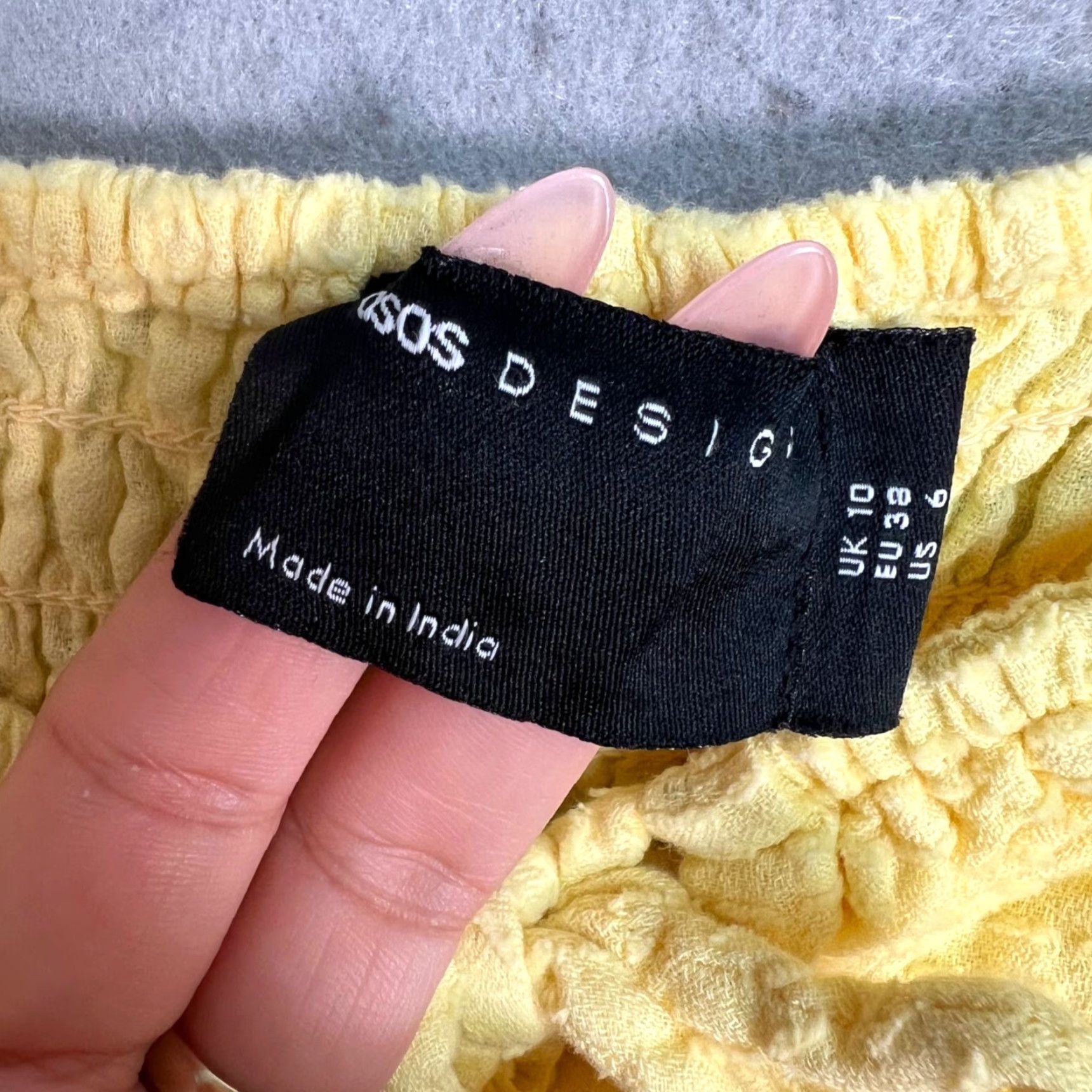 Vintage VINTAGE ASOS Design Women’s Mini Dress Size 6 Off Shoulder Cotton Yellow 90s Size M / US 6-8 / IT 42-44 - 3 Thumbnail
