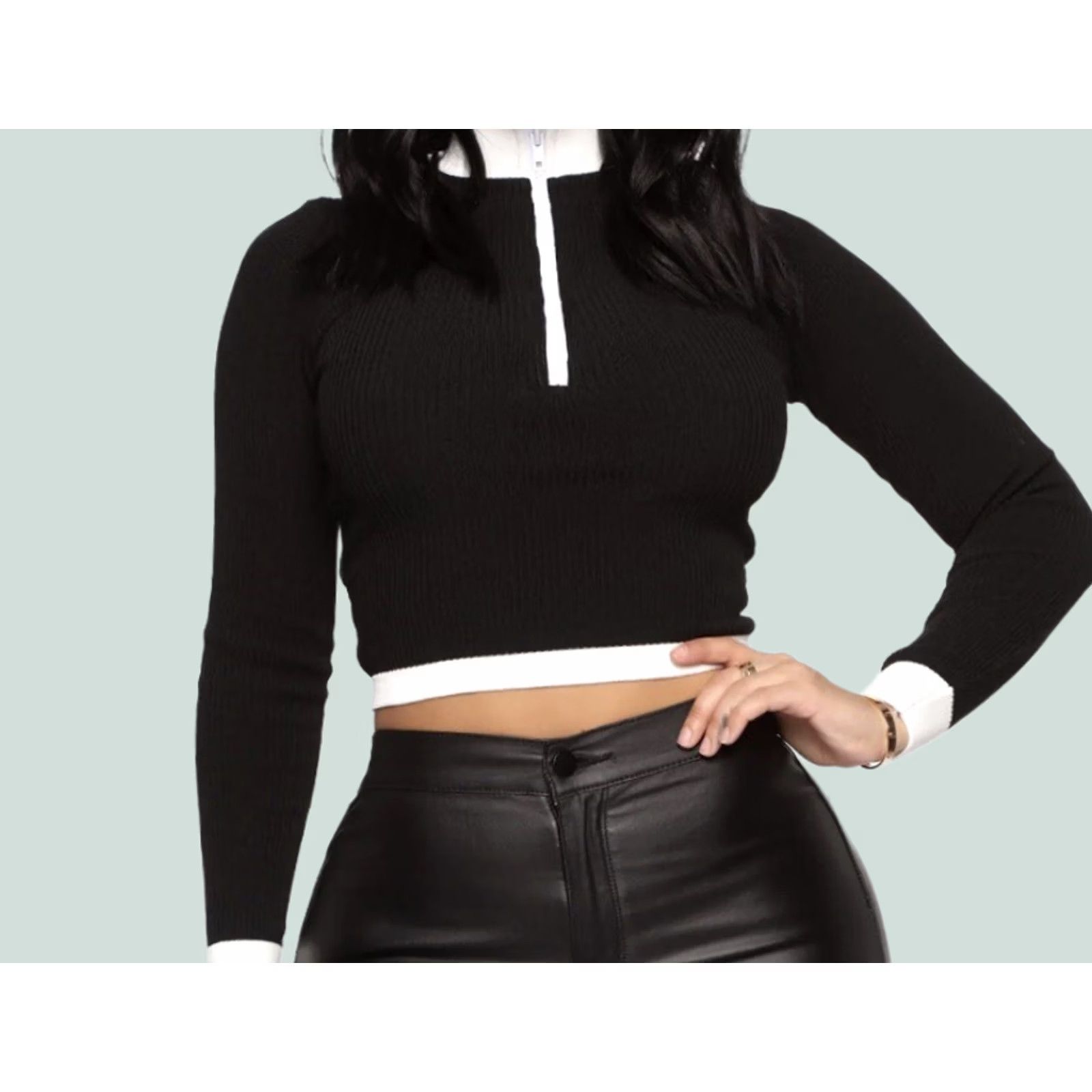 Fashion Nova VINTAGE Fashion Nova Ribbed Sweater Women M Black Love Pullover Size M / US 6-8 / IT 42-44 - 1 Thumbnail