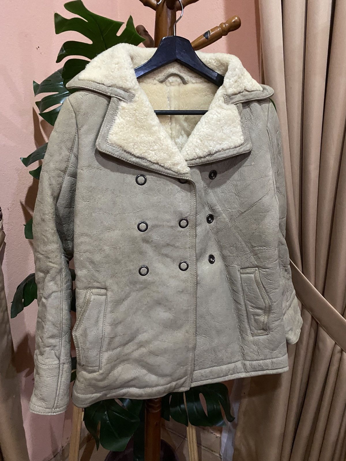 Japanese Brand Tetsuya Minami Shearling Aviator Double-Breasted Coat Size US S / EU 44-46 / 1 - 9 Thumbnail
