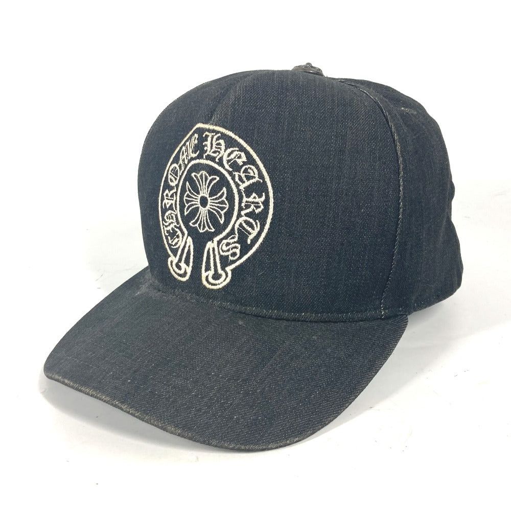 Chrome Hearts Chapeau Cap Baseball Horseshoe Logo Denim Cotton Men Black