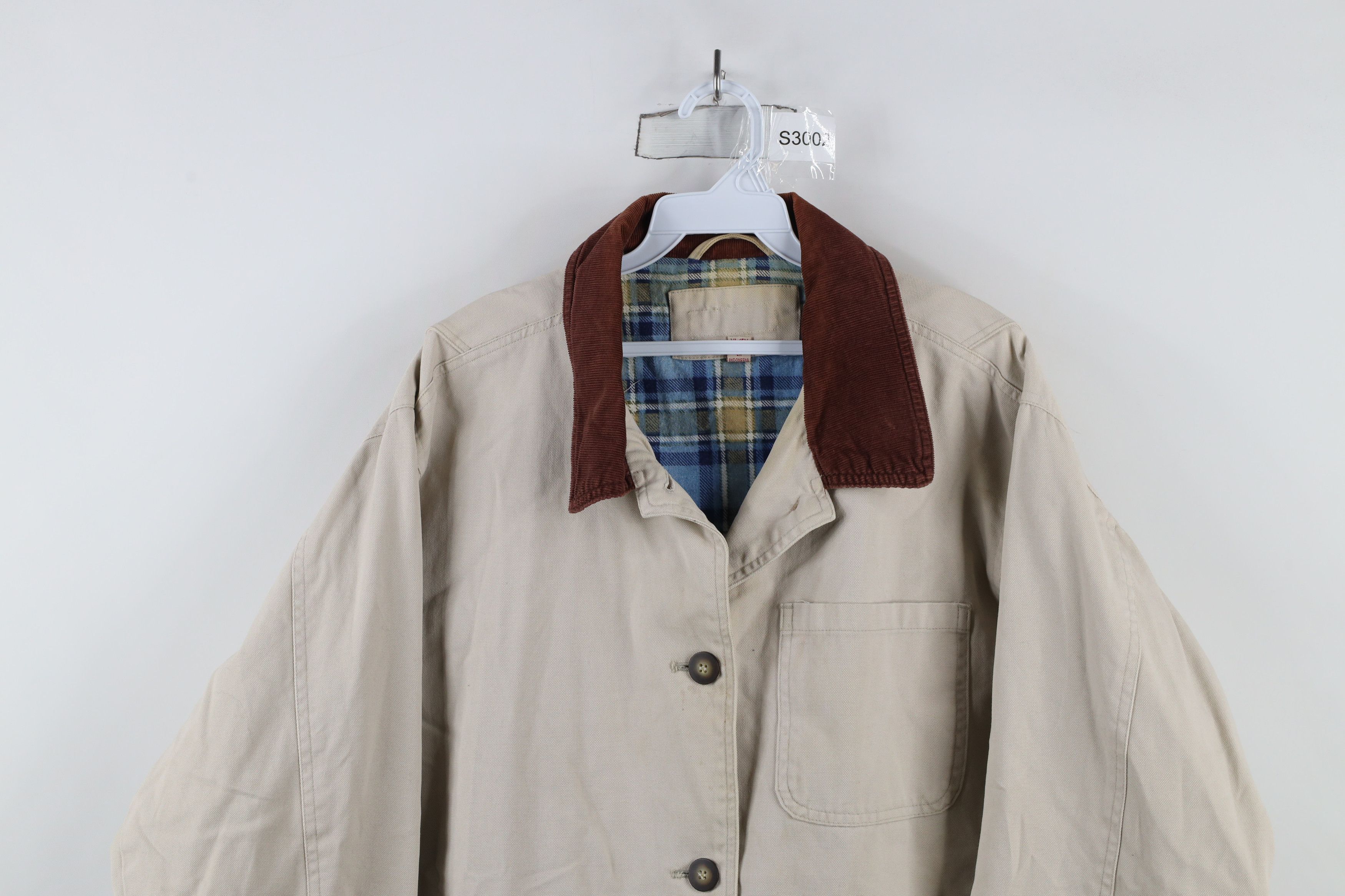 Vintage Vintage 90s Streetwear Flannel Lined Chore Barn Jacket Beige Size XL / US 12-14 / IT 48-50 - 2 Thumbnail
