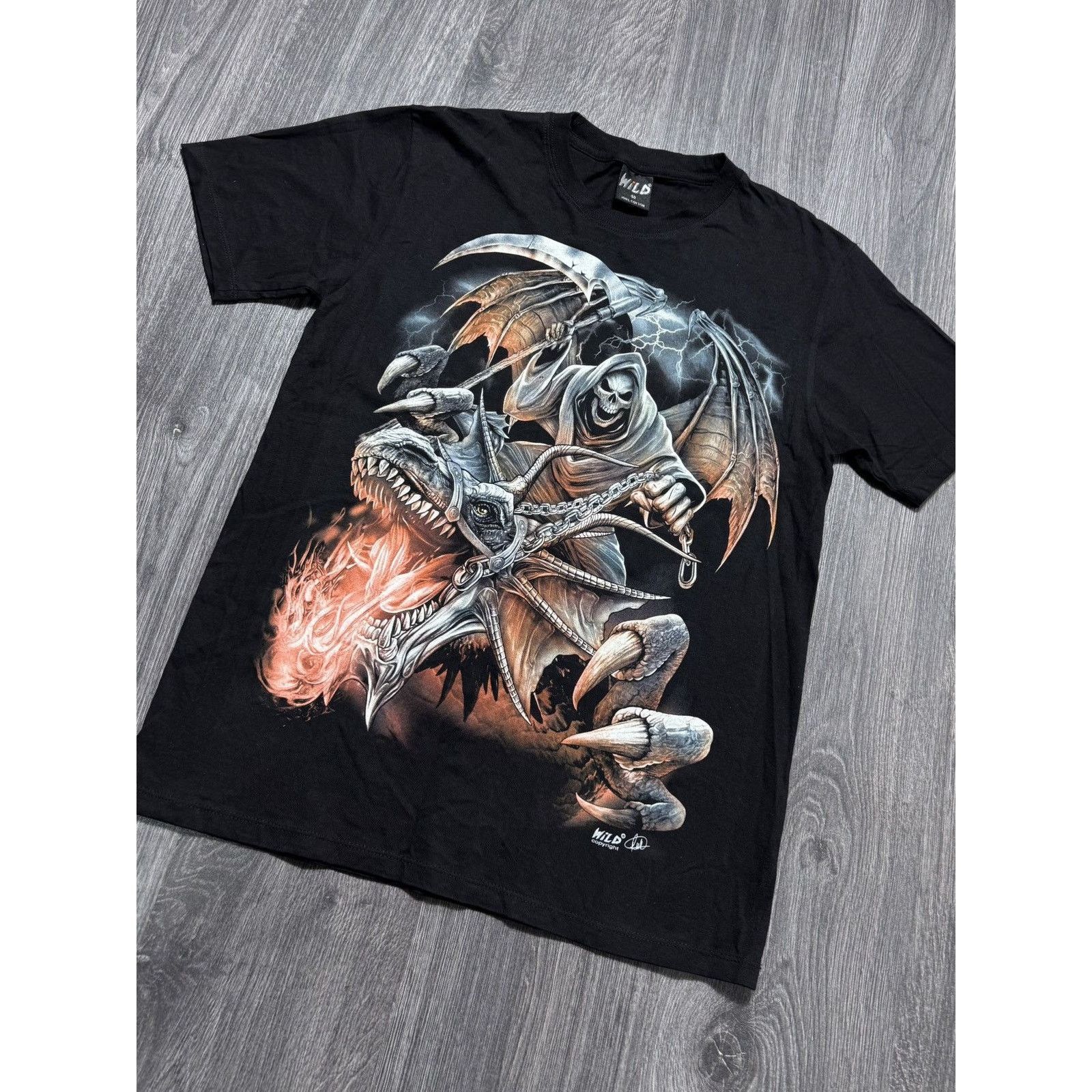 Japanese Brand × Vintage Y2K Vintage Wild Skull and Dragon Biker T-shirt Size US M / EU 48-50 / 2 - 2 Thumbnail