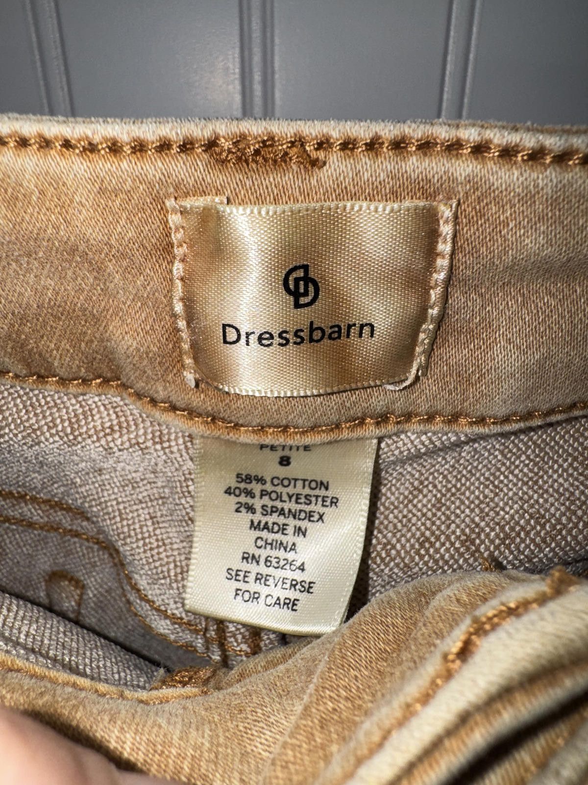 Other Dressbarn Women's Petite 8 Tan Chino Straight Pants Size 30" / US 8 / IT 44 - 3 Thumbnail