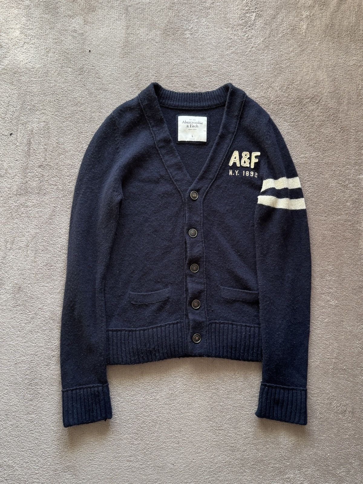 Abercrombie & Fitch Knitted Cardigan Jacket Big Patch Logo Y2K Japan lgb goa cdg Size US L / EU 52-54 / 3 - 2 Thumbnail
