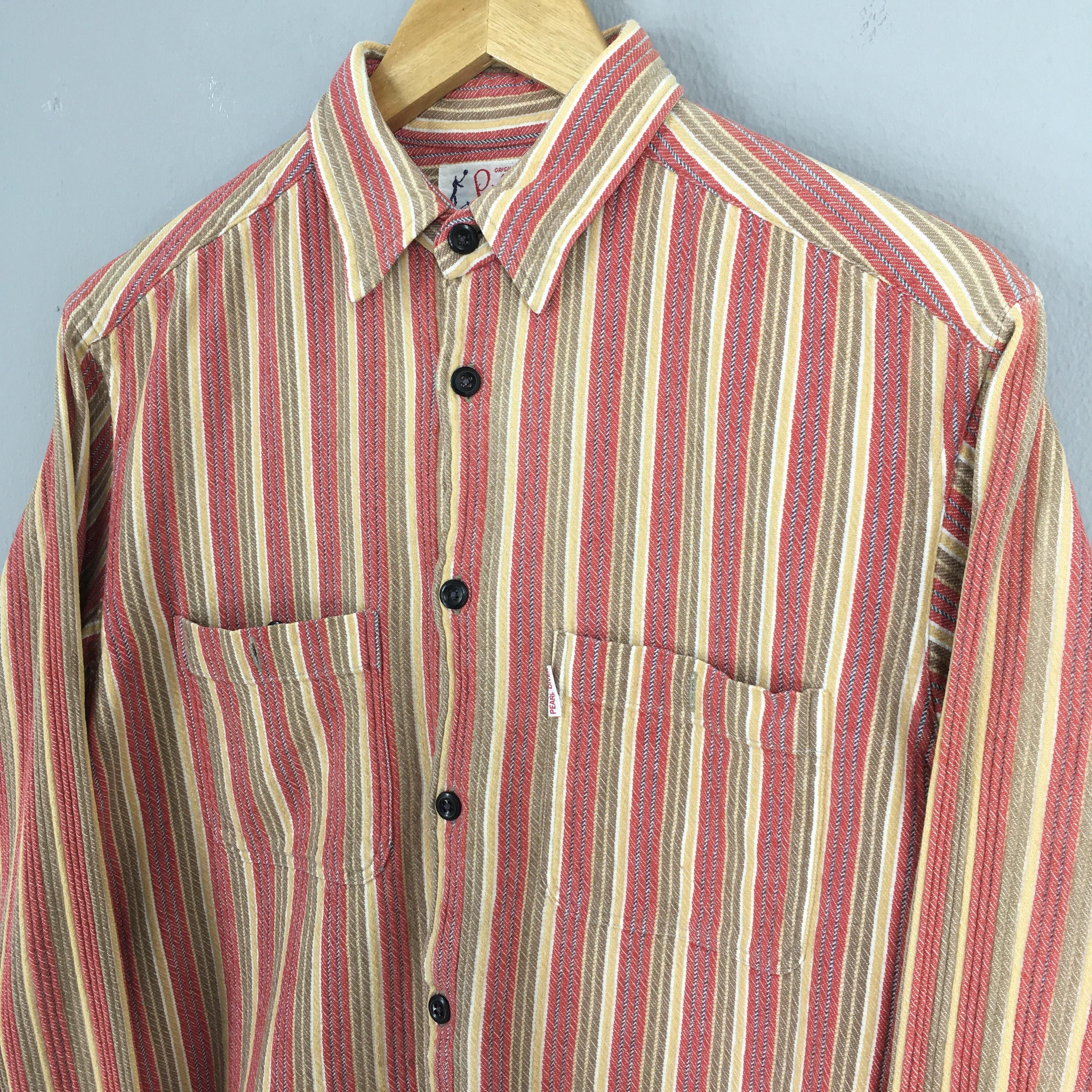 Flannel × Vintage Vintage 80s Pear Diver Vertical Stripes Flannel Shirt Medium Size US M / EU 48-50 / 2 - 3 Thumbnail