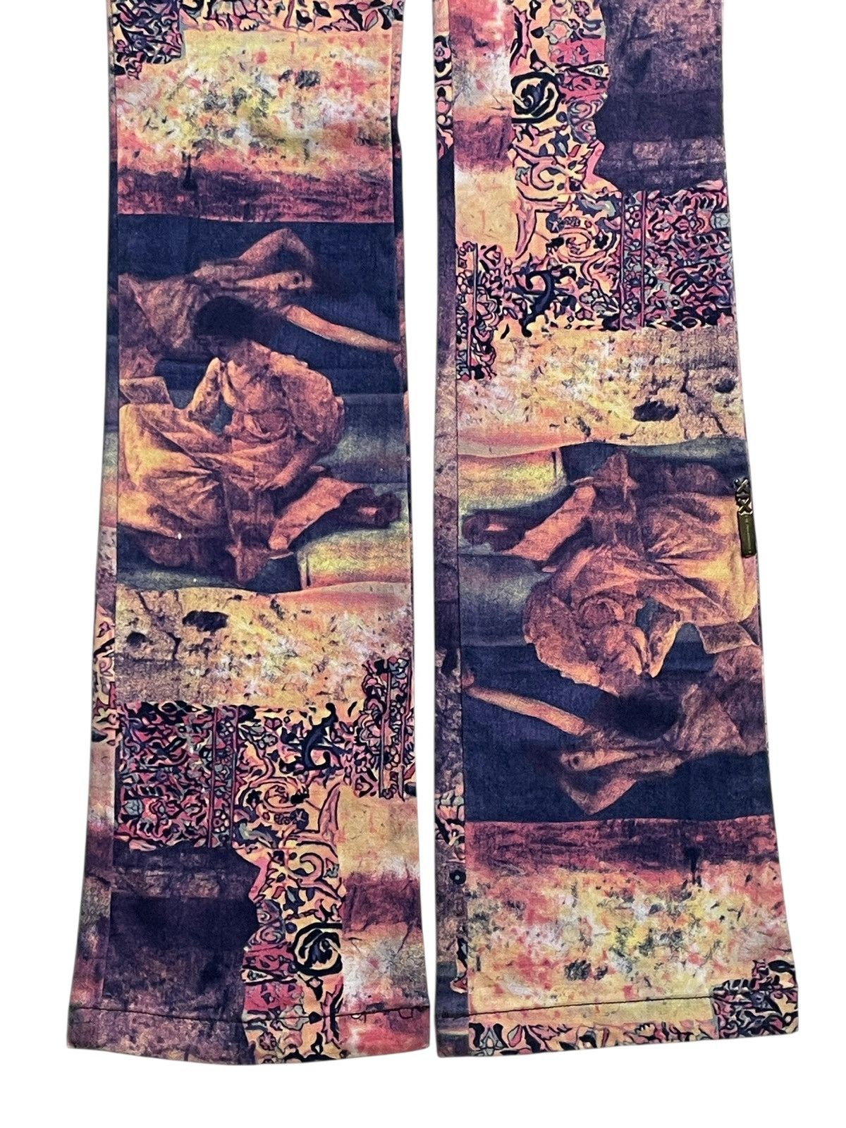 Beauty Beast 2000’s XIX - Surreal Collage Pattern Printed Flared Pants Size 29" - 3 Thumbnail