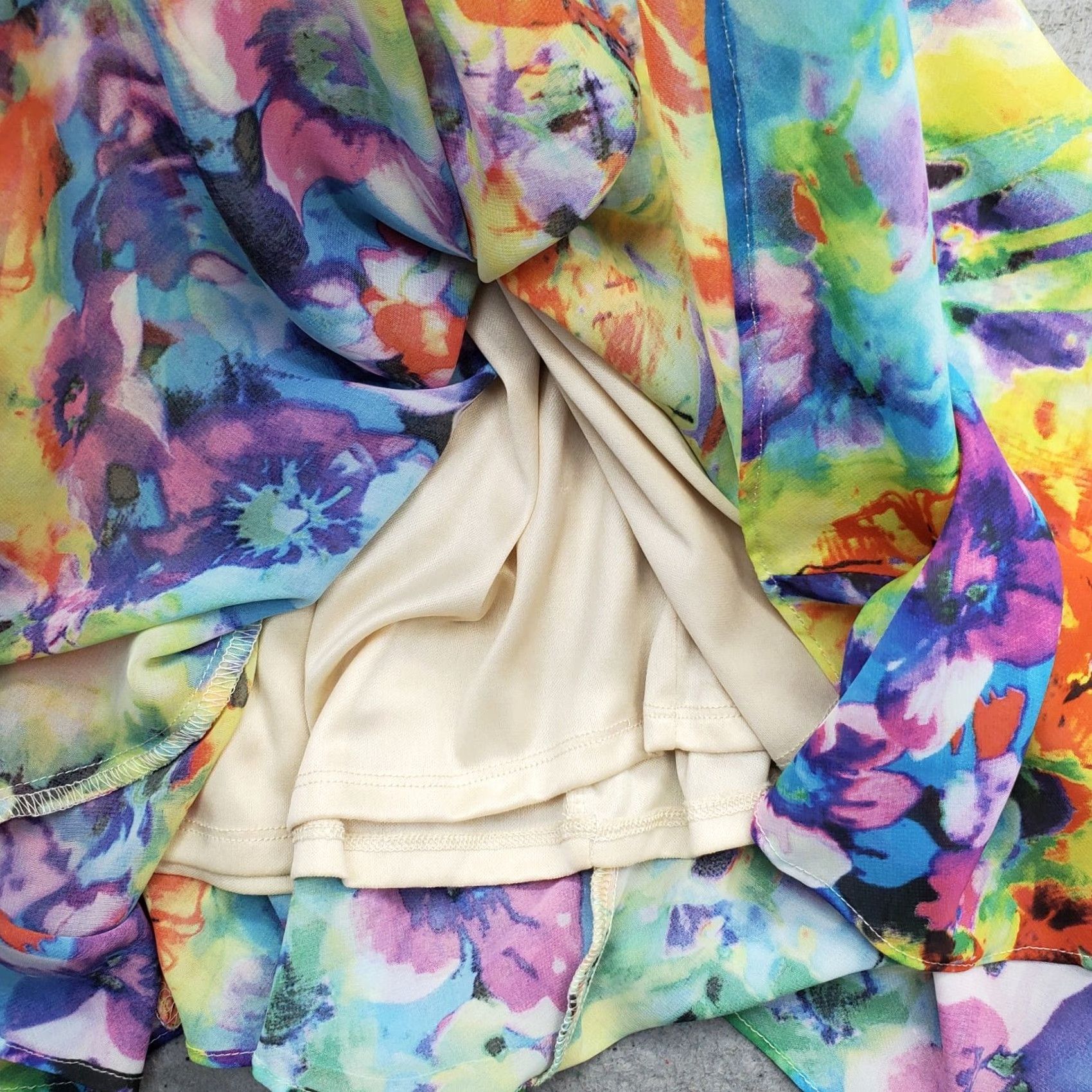 Vintage Robbie Bee Fit & Flare Dress Womens 12 Multi Tie Dye Floral Sweetheart Tie Waist Dress Size XL / US 12-14 / IT 48-50 - 7 Thumbnail