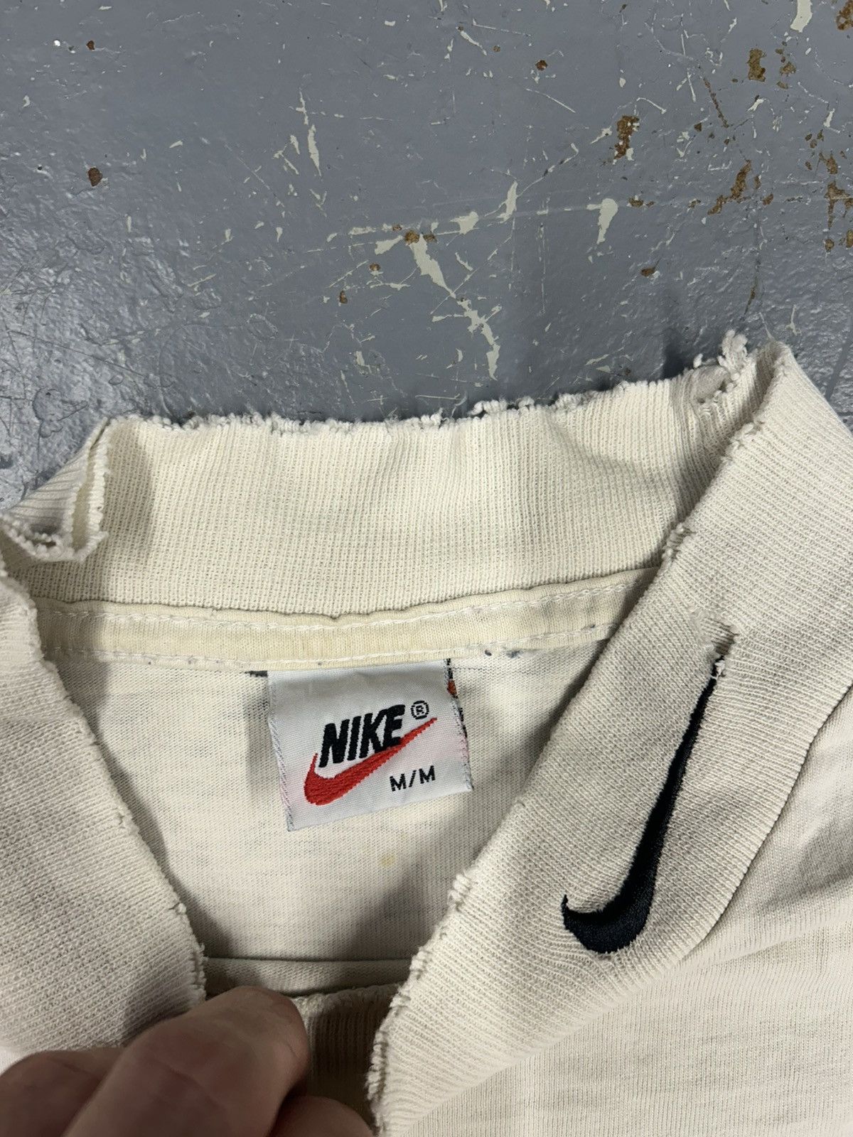 Nike × Vintage Crazy Vintage 90s Essential White Nike Mockneck Longsleeve T Size US L / EU 52-54 / 3 - 3 Thumbnail