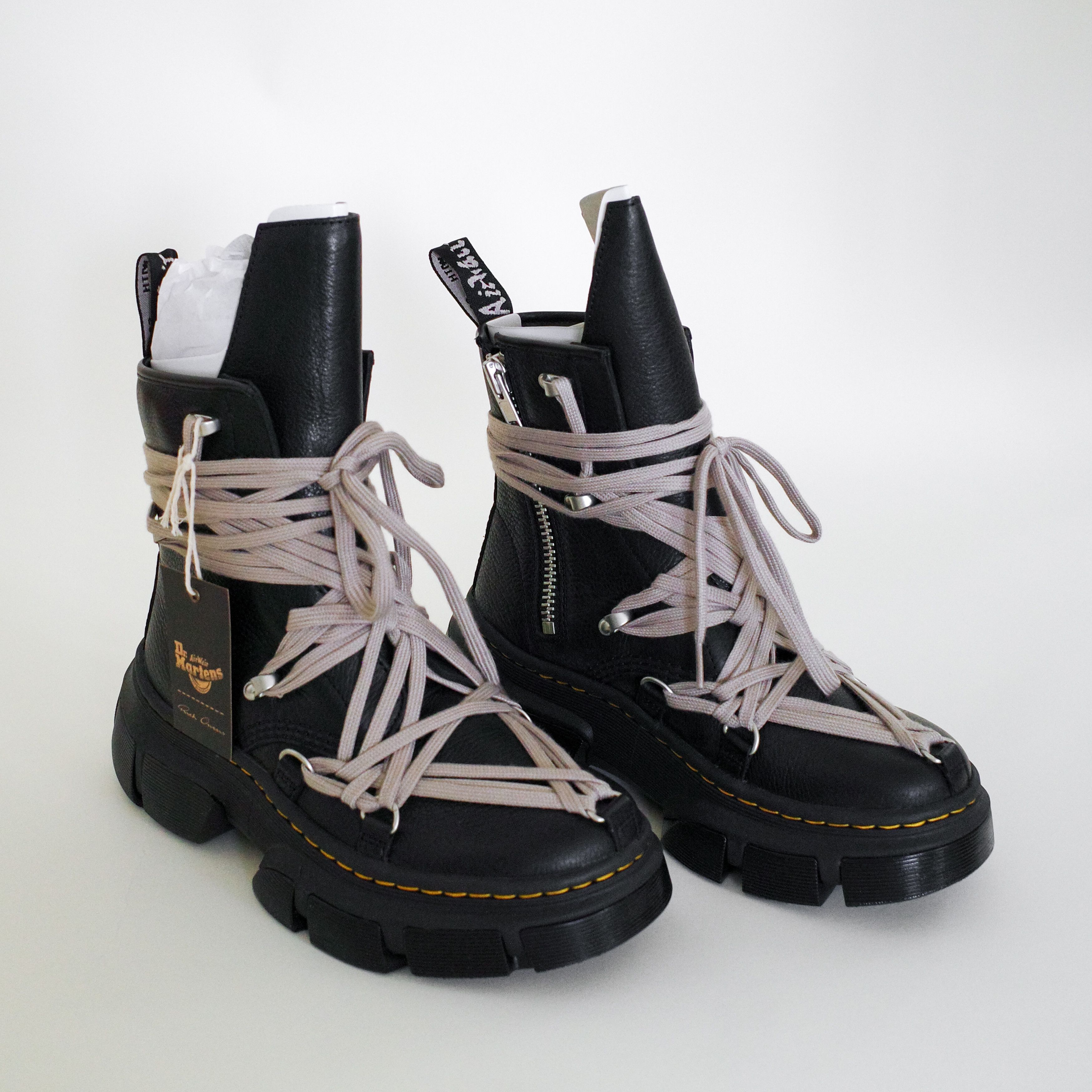 image of Dr Martens x Rick Owens Dr. Martens Edition 1460 Dmxl Mega Lace Boots in Black, Men's (Size 8)