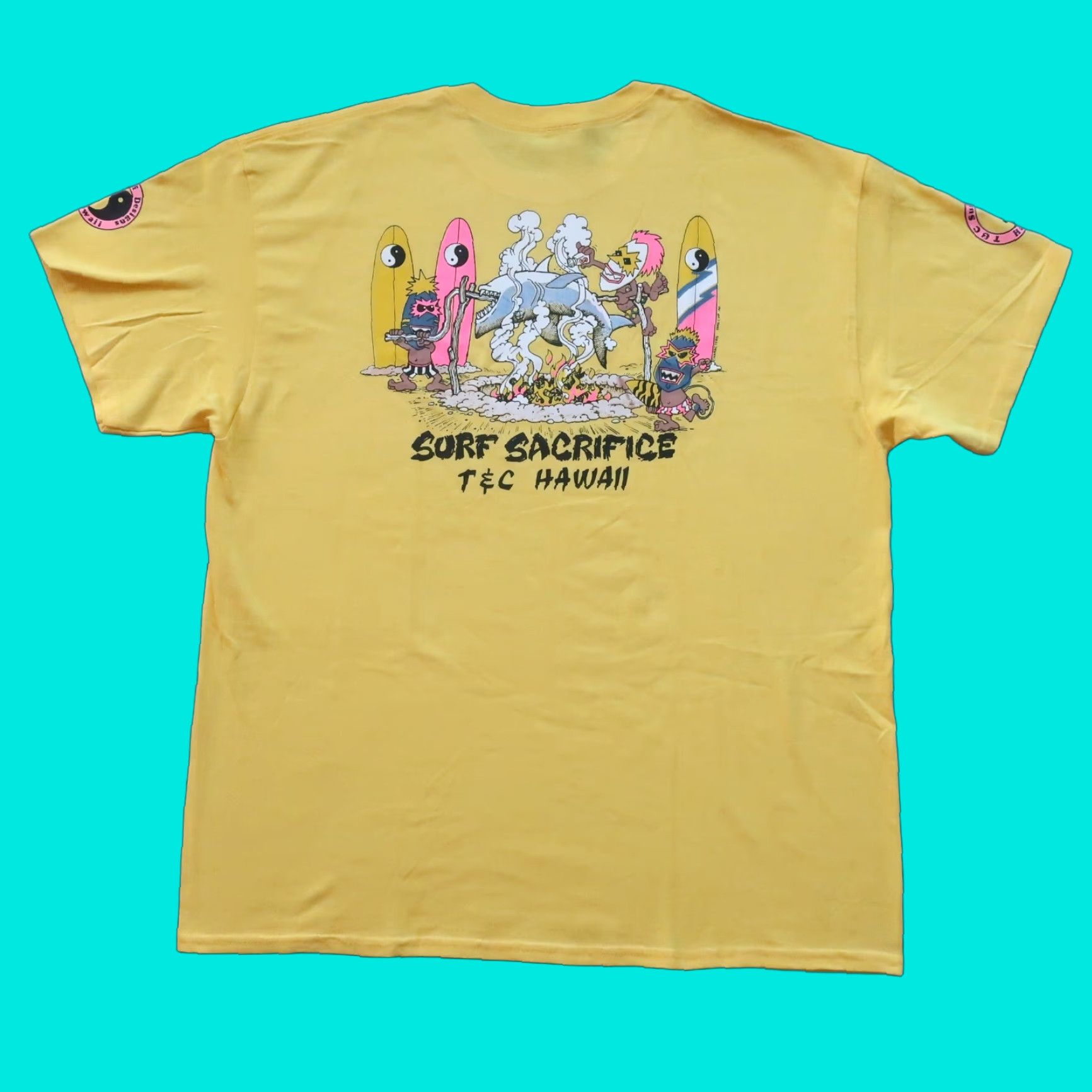 Vintage VINTAGE T&C Surf Shirts Town & Country Tshirt USA Made in USA 80s Men XL Yellow Mens Tshirt 1986 Vintage Size US XL / EU 56 / 4 - 1 Thumbnail